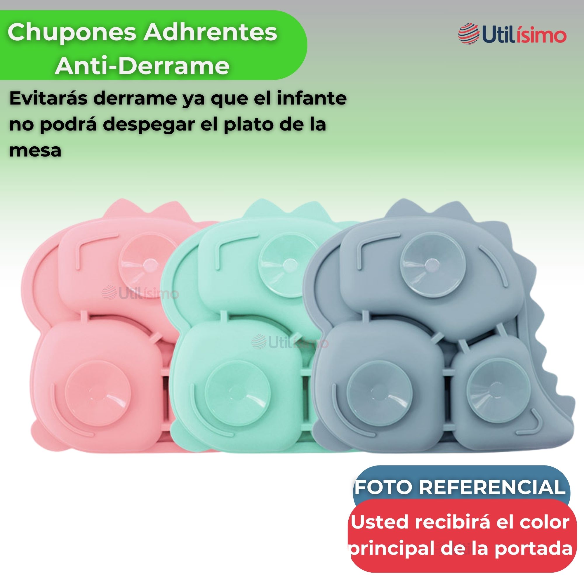 SET DE ALIMENTACIÓN BEBÉ SILICONA 5 PIEZAS DINOSAURIO LIBRE BPA VERDE - 4