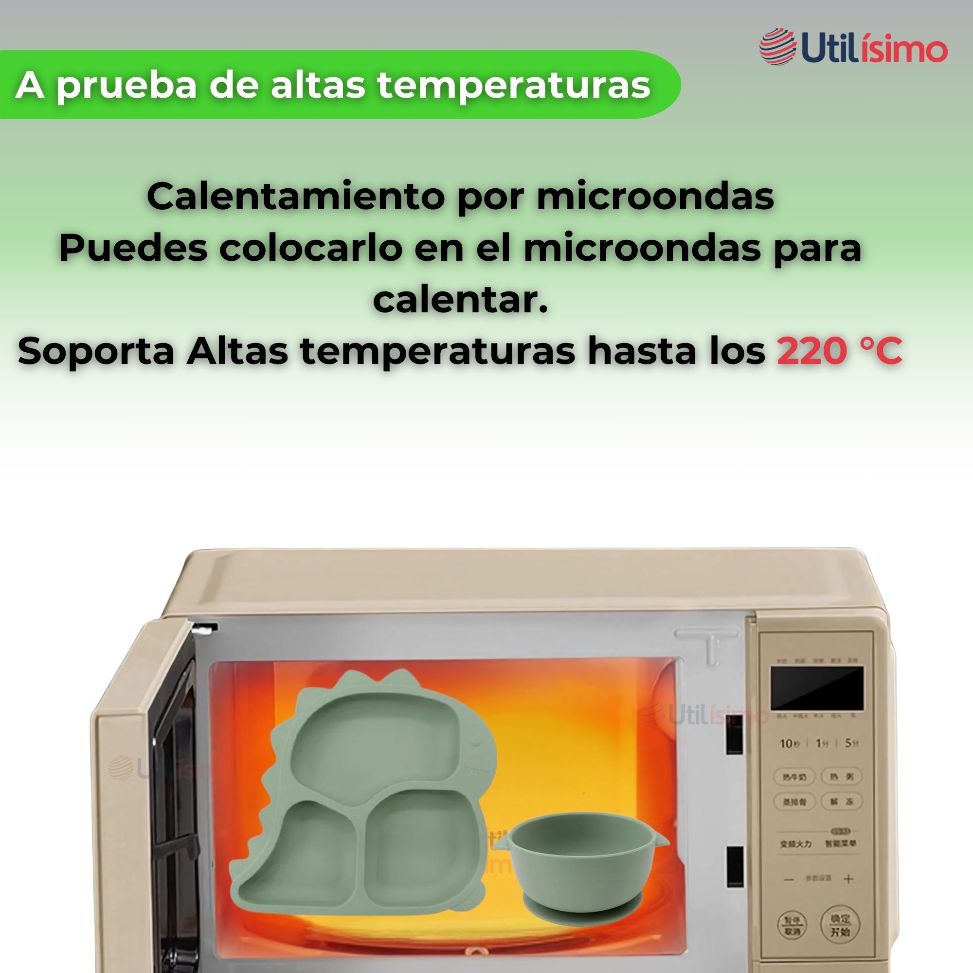 SET DE ALIMENTACIÓN BEBÉ SILICONA 5 PIEZAS DINOSAURIO LIBRE BPA VERDE - 8