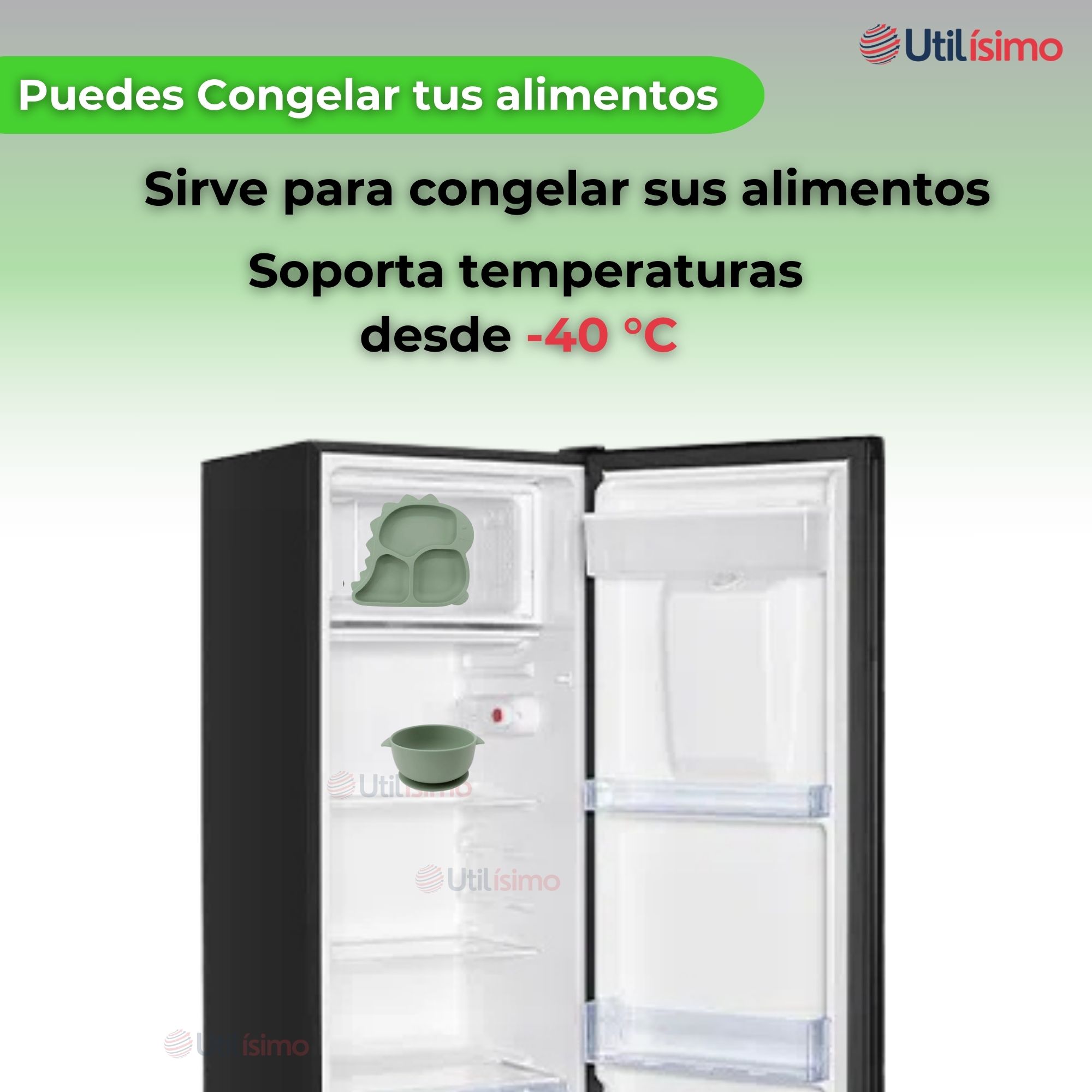 SET DE ALIMENTACIÓN BEBÉ SILICONA 5 PIEZAS DINOSAURIO LIBRE BPA VERDE - 9