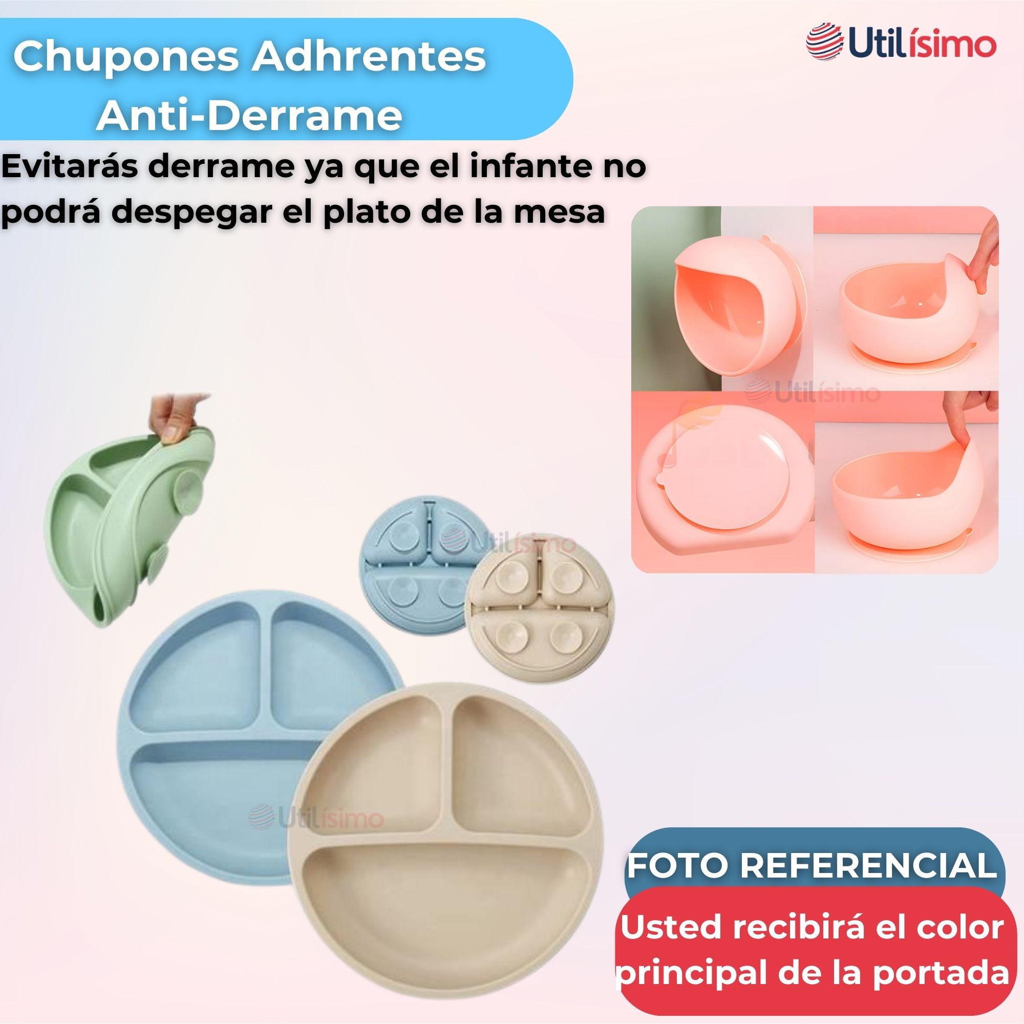 SET DE ALIMENTACIÓN BEBÉ SILICONA CON VASO 11 PIEZAS LIBRE BPA CELESTE - 2