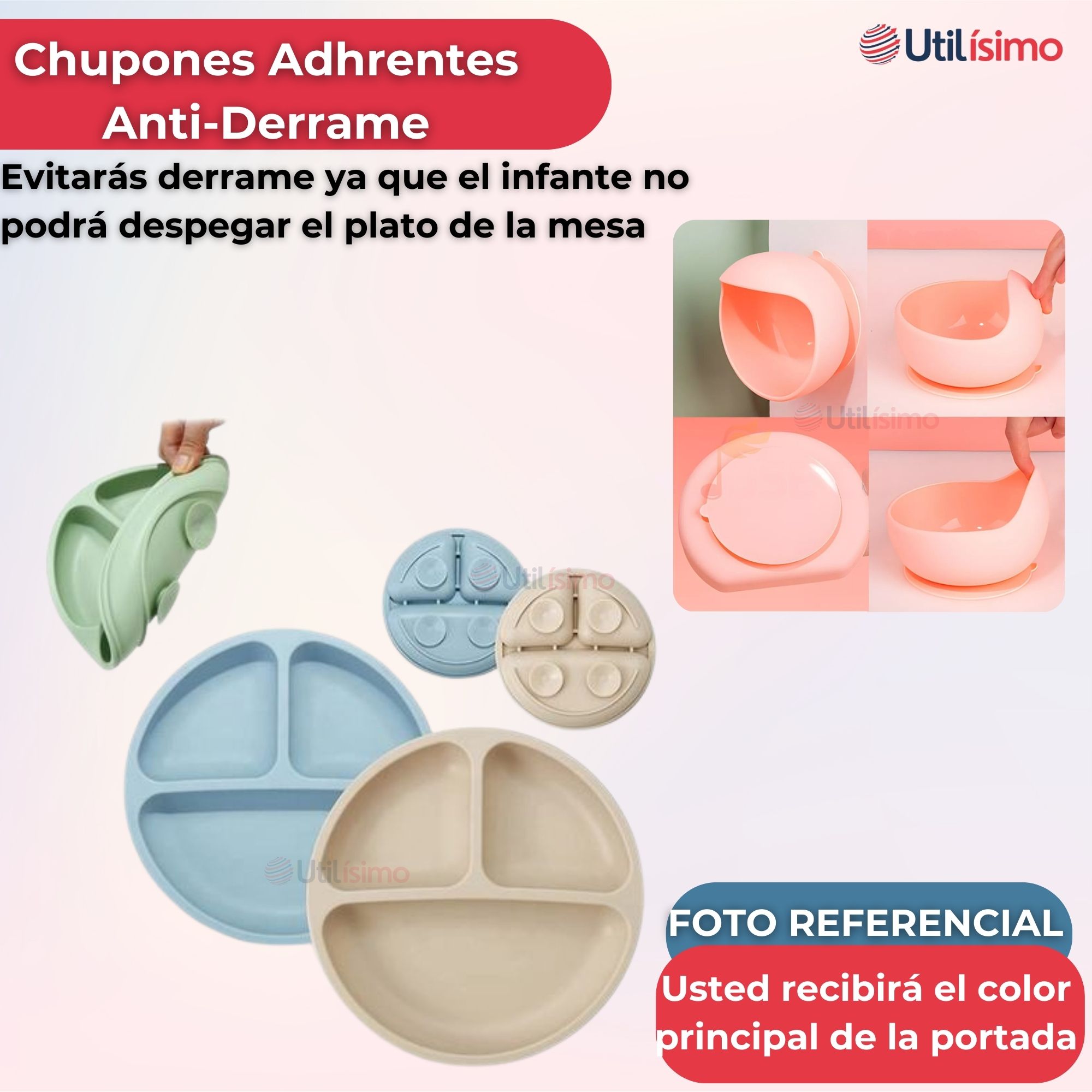 SET DE ALIMENTACIÓN BEBÉ SILICONA CON VASO 11 PIEZAS LIBRE BPA ROSA OSCURO - 2