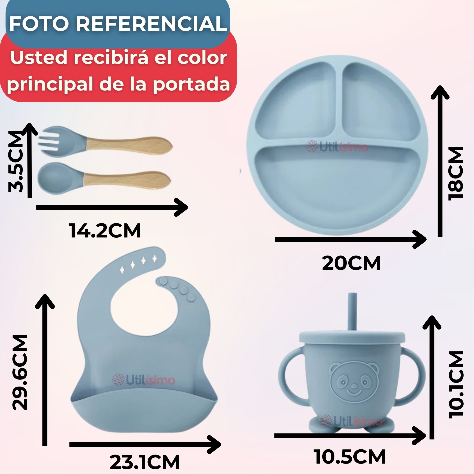 SET DE ALIMENTACIÓN BEBÉ SILICONA CON VASO 11 PIEZAS LIBRE BPA ROSA OSCURO - 4