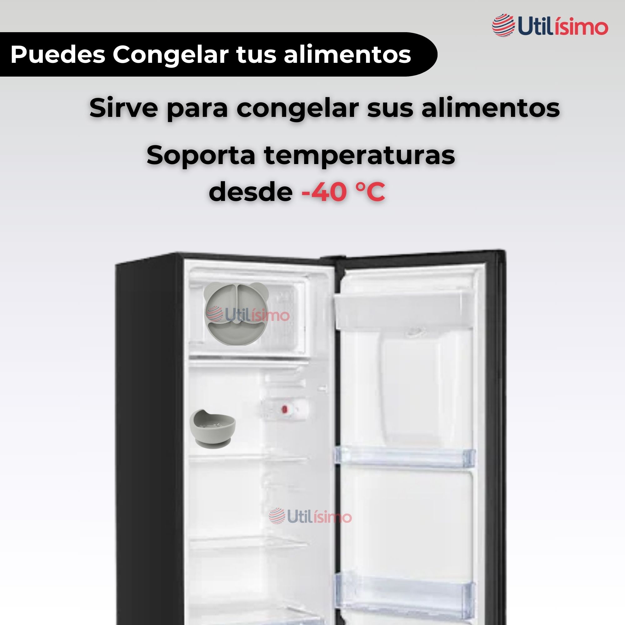 SET DE ALIMENTACIÓN BEBÉ SILICONA DE OSO 6 PIEZAS LIBRE BPA GRIS - 7