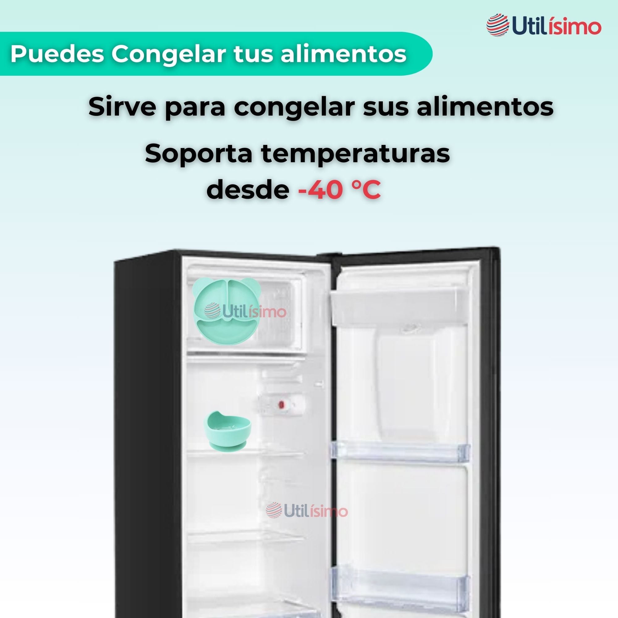 SET DE ALIMENTACIÓN BEBÉ SILICONA DE OSO 6 PIEZAS LIBRE BPA TURQUESA - 7