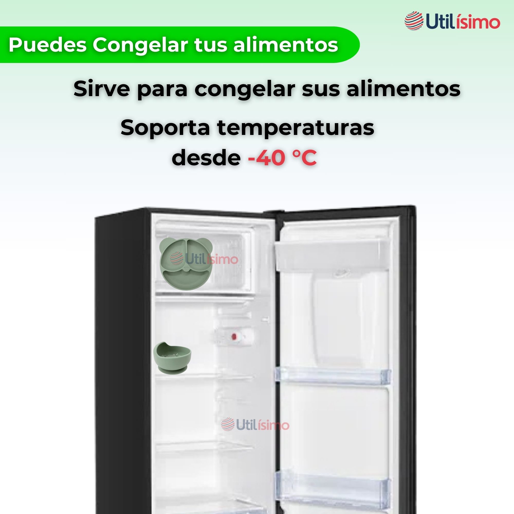 SET DE ALIMENTACIÓN BEBÉ SILICONA DE OSO 6 PIEZAS LIBRE BPA VERDE - 7
