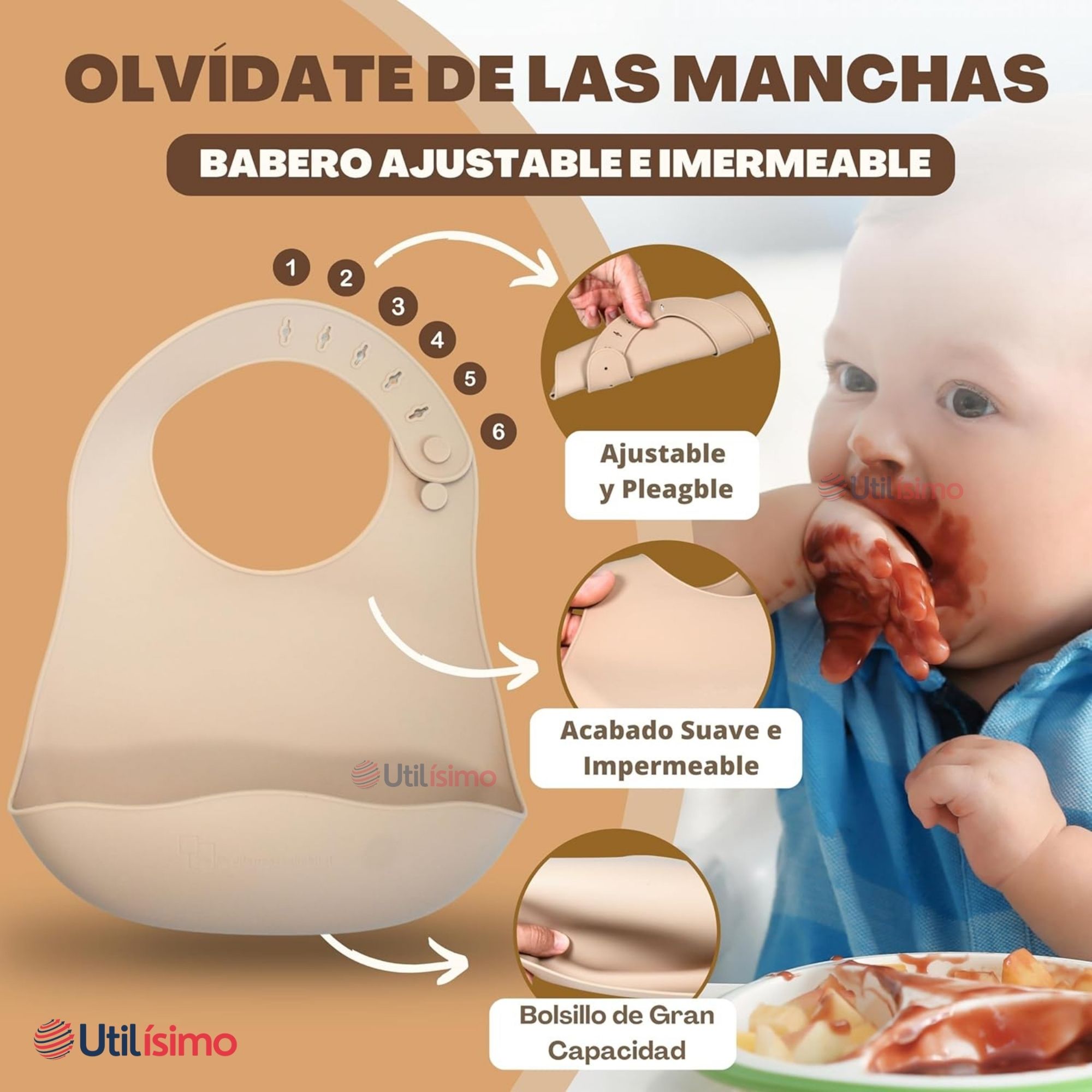 SET DE ALIMENTACIÓN BEBÉ SILICONA DE OSO 6 PIEZAS LIBRE BPA AZUL - 10