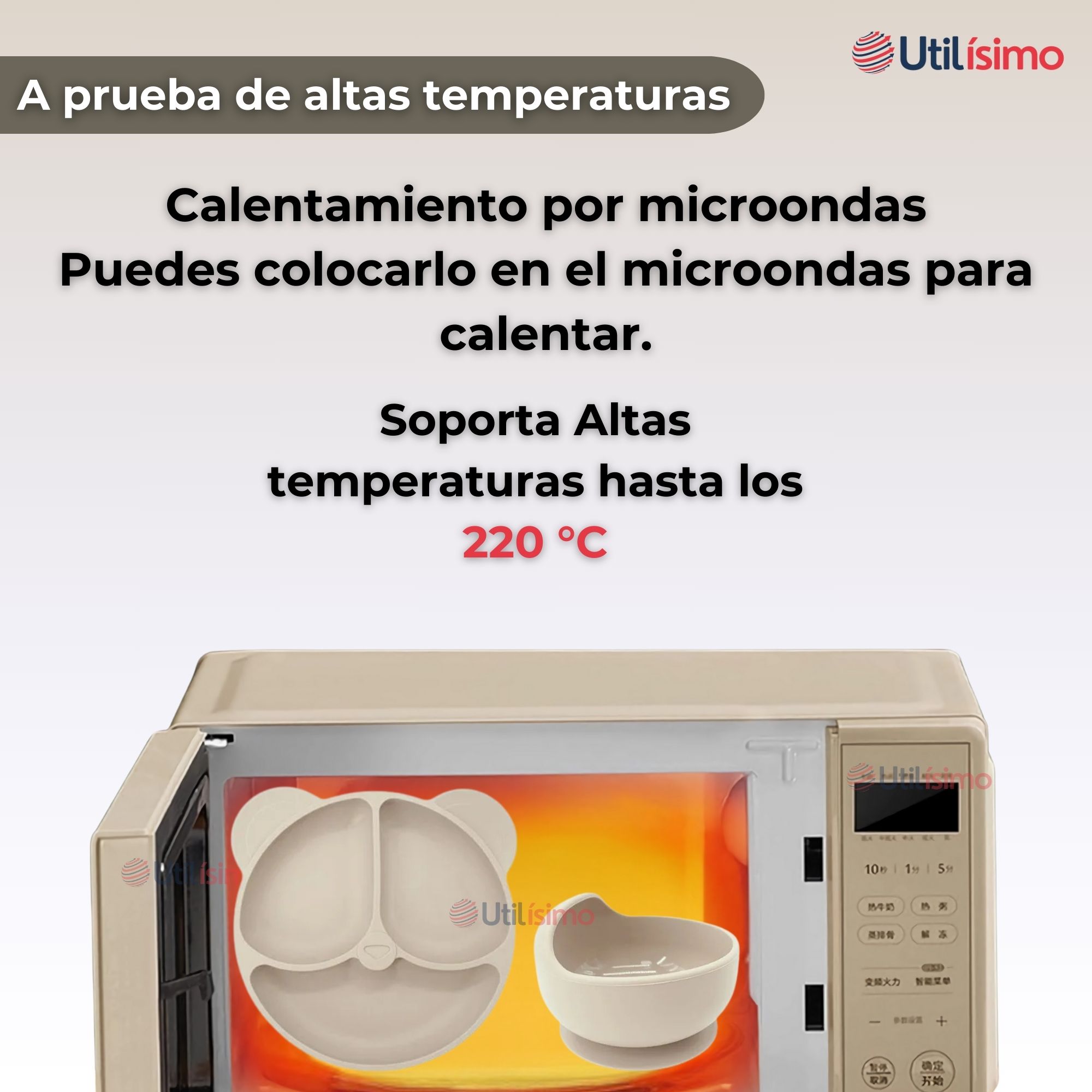 SET DE ALIMENTACIÓN BEBÉ SILICONA DE OSO 6 PIEZAS LIBRE BPA BEIGE - 6