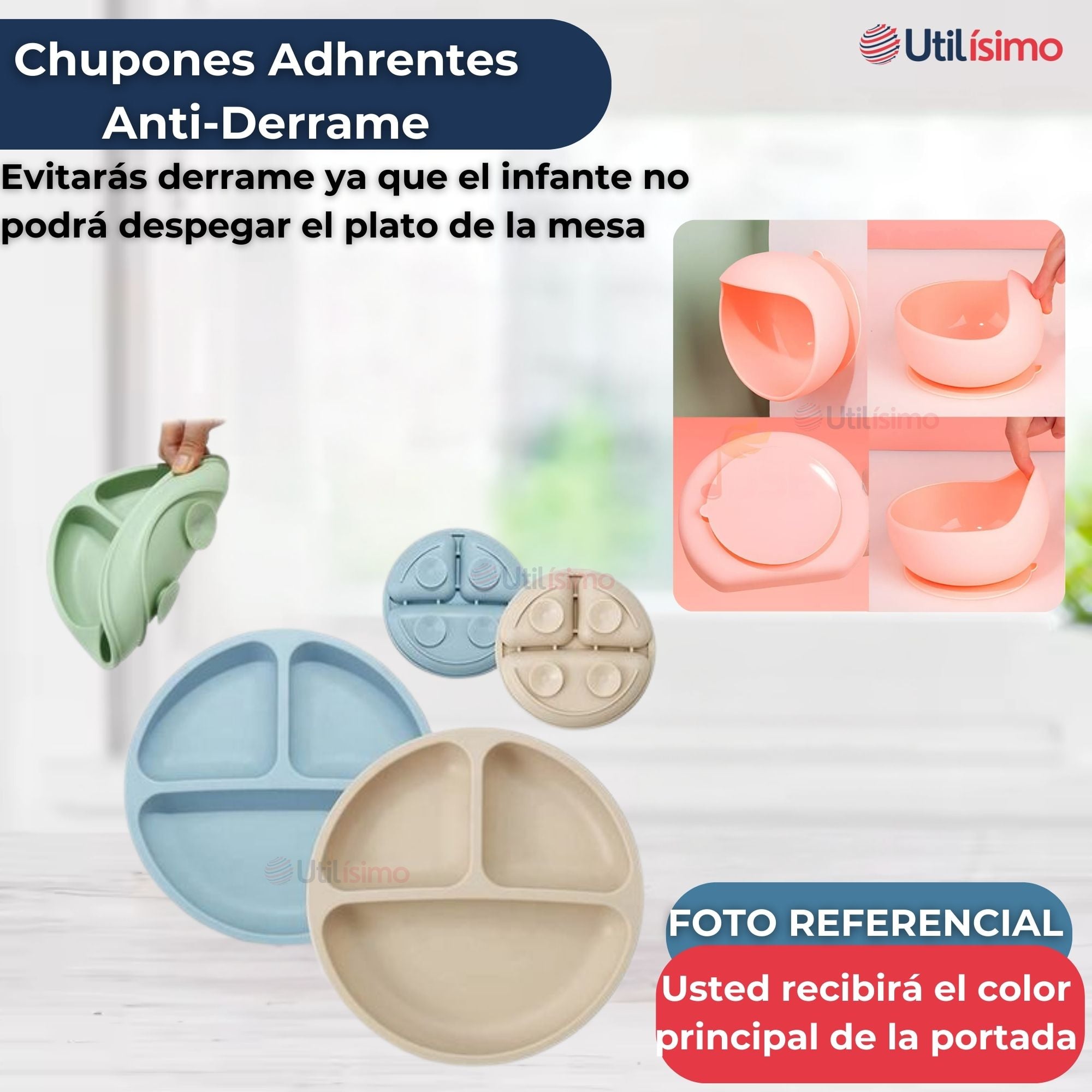 SET DE ALIMENTACIÓN BEBÉ SILICONA DE FORMAS 6 PIEZAS LIBRE BPA AZUL - 2