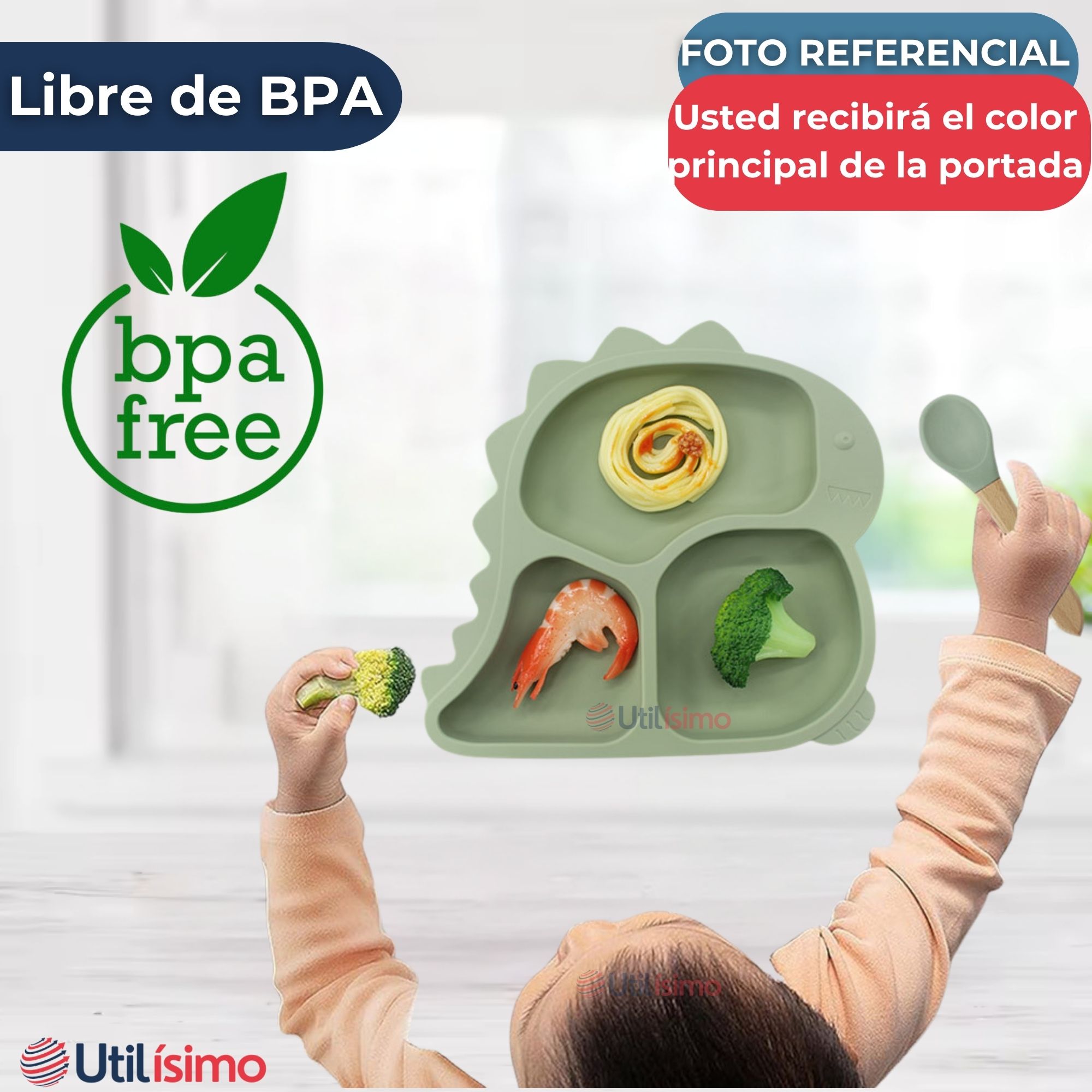 SET DE ALIMENTACIÓN BEBÉ SILICONA DE FORMAS 6 PIEZAS LIBRE BPA AZUL - 5