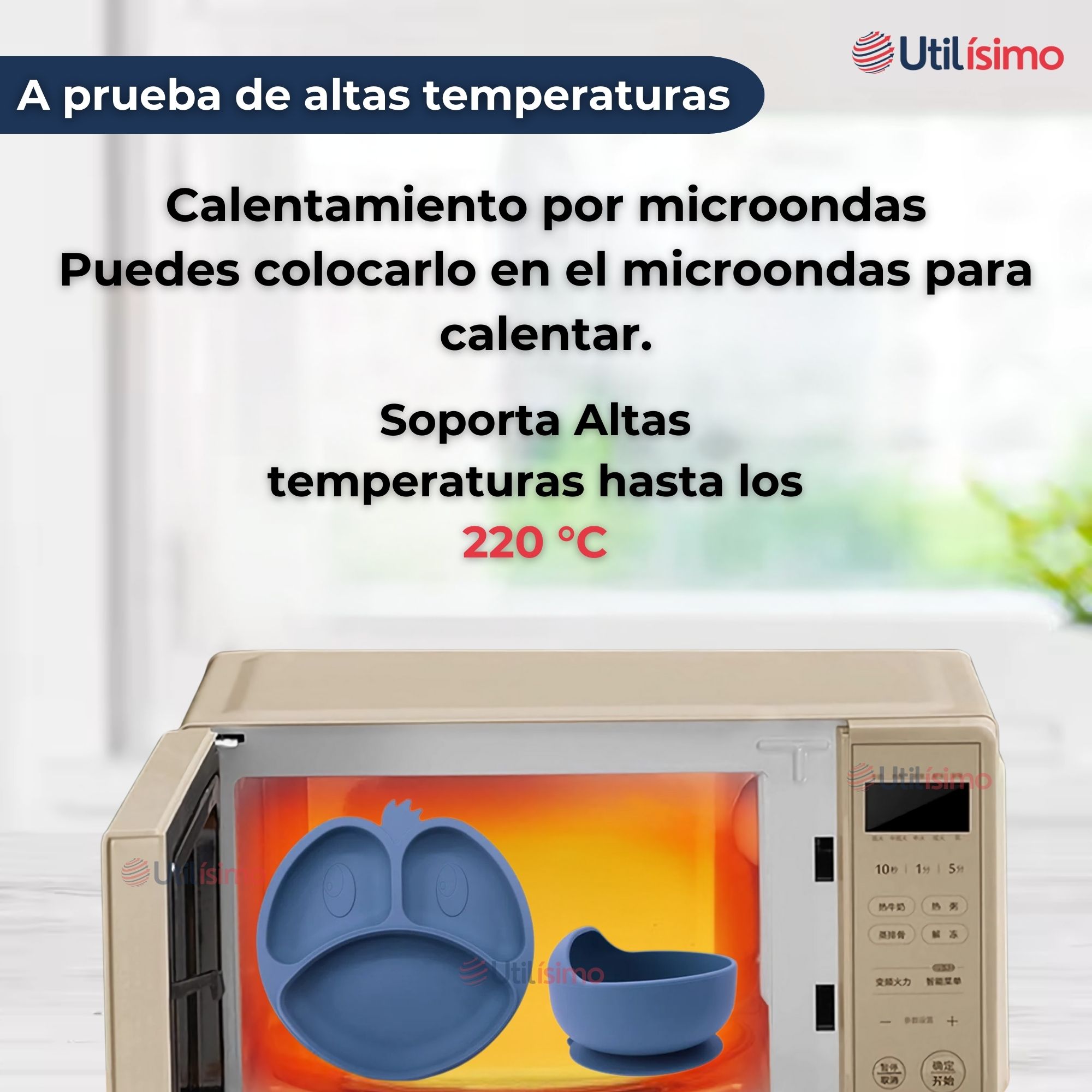SET DE ALIMENTACIÓN BEBÉ SILICONA DE FORMAS 6 PIEZAS LIBRE BPA AZUL - 6