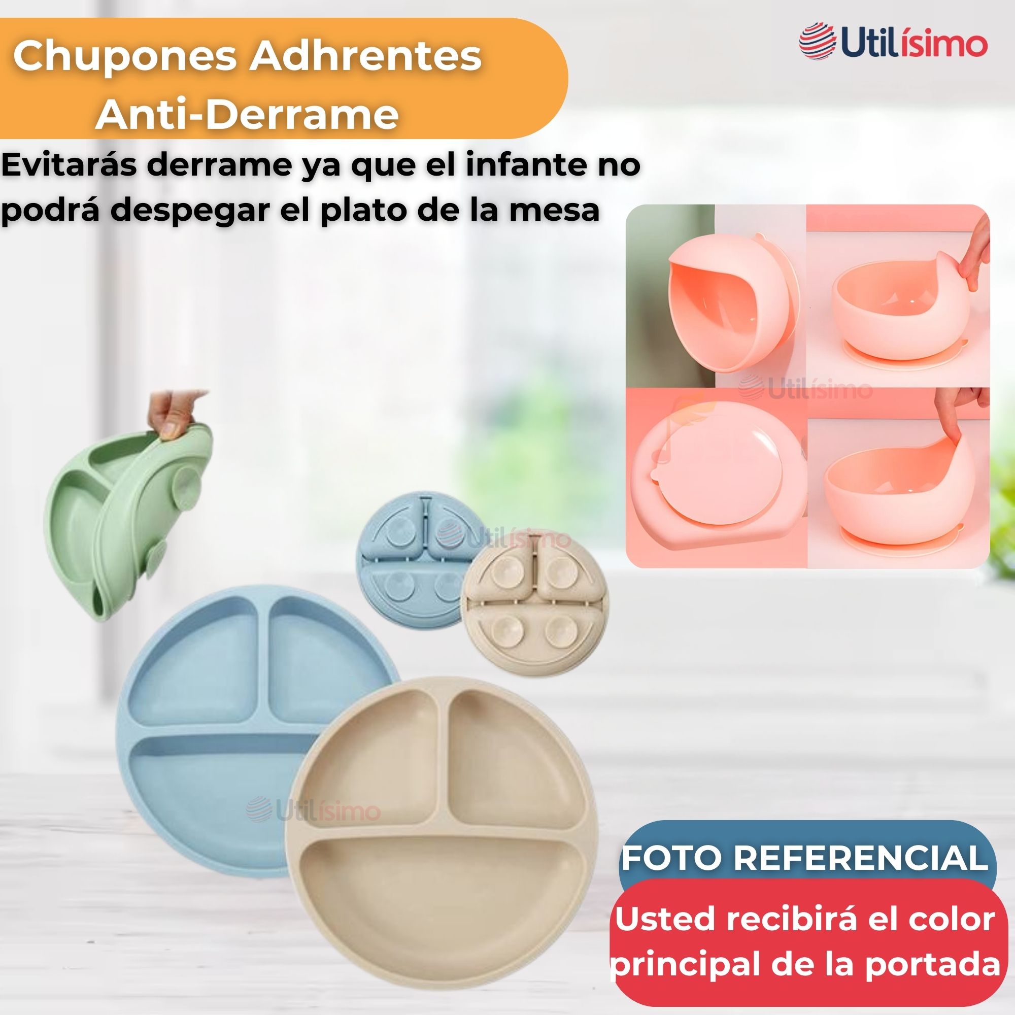 SET DE ALIMENTACIÓN BEBÉ SILICONA DE FORMAS 6 PIEZAS LIBRE BPA BEIGE - 2