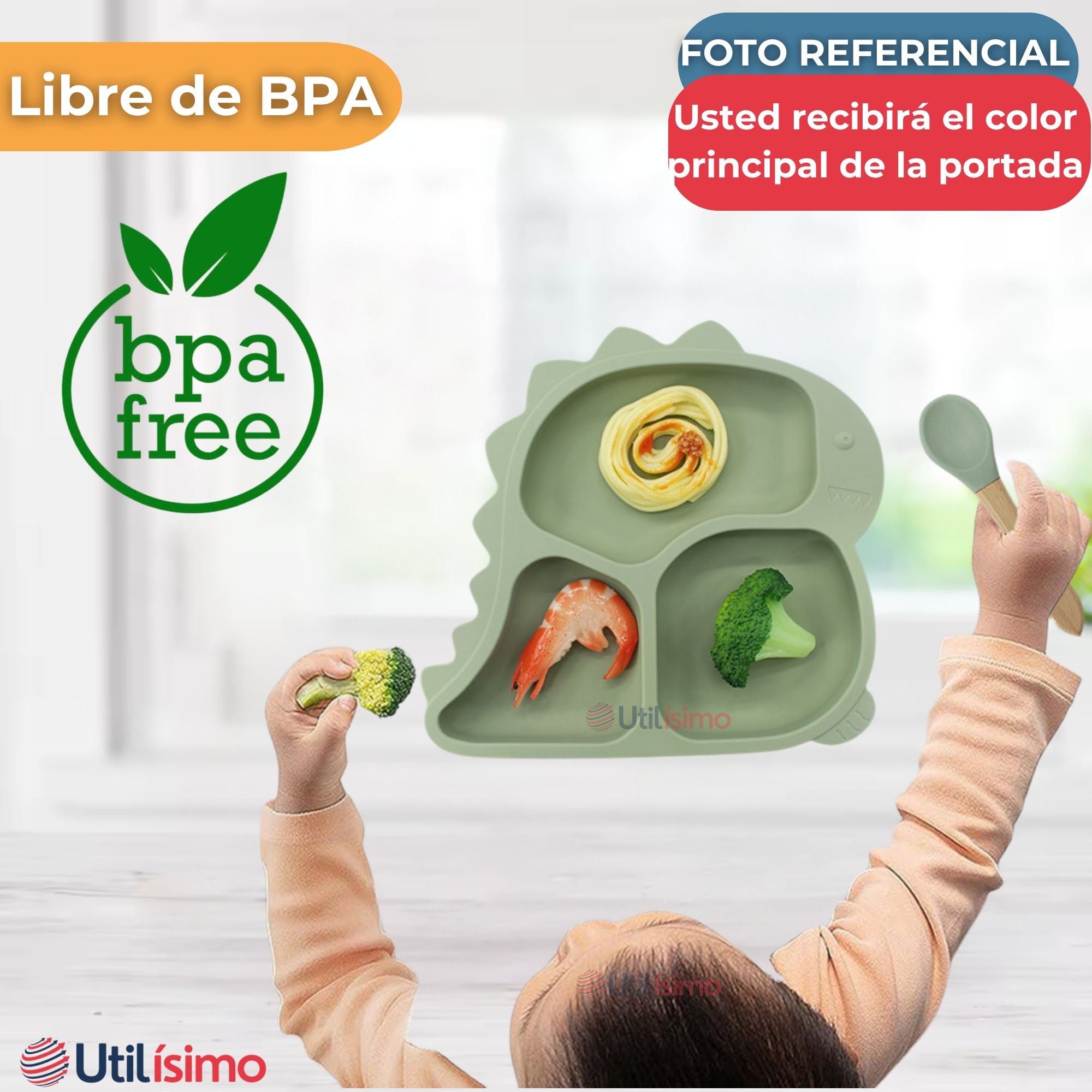 SET DE ALIMENTACIÓN BEBÉ SILICONA DE FORMAS 6 PIEZAS LIBRE BPA BEIGE - 5