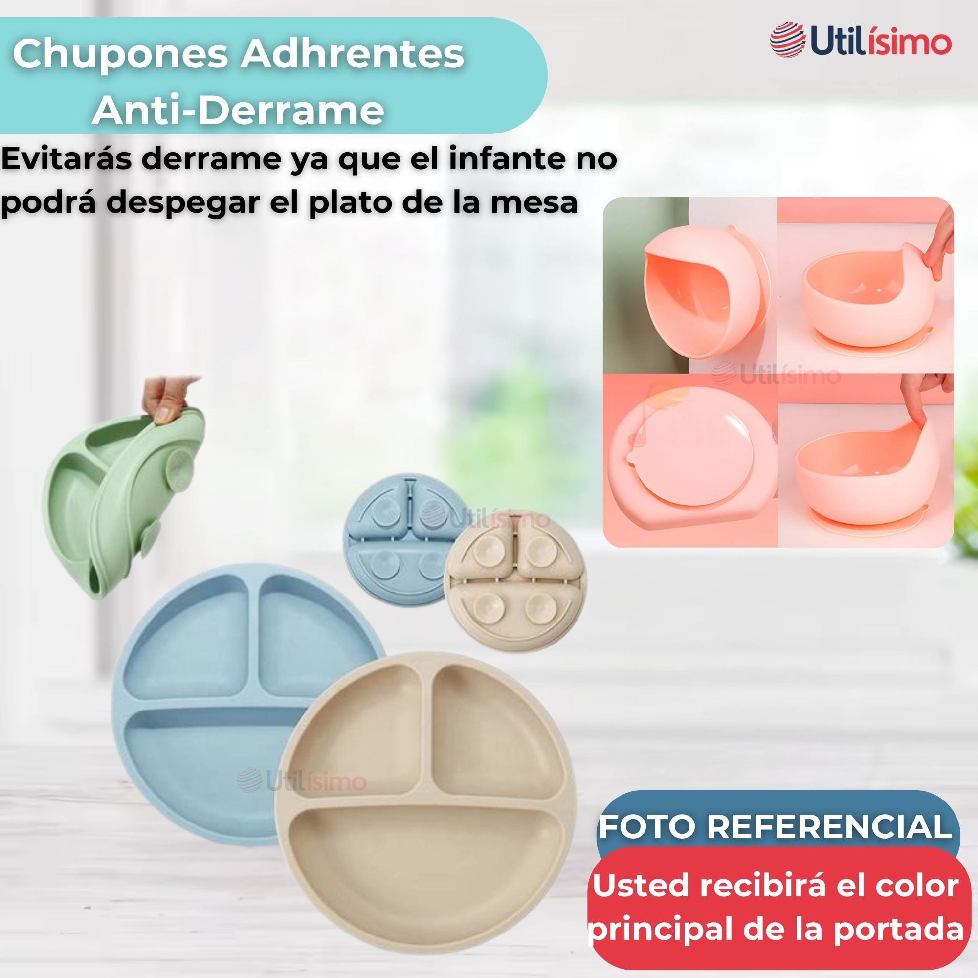 SET DE ALIMENTACIÓN BEBÉ SILICONA DE FORMAS 6 PIEZAS LIBRE BPA CELESTE - 2