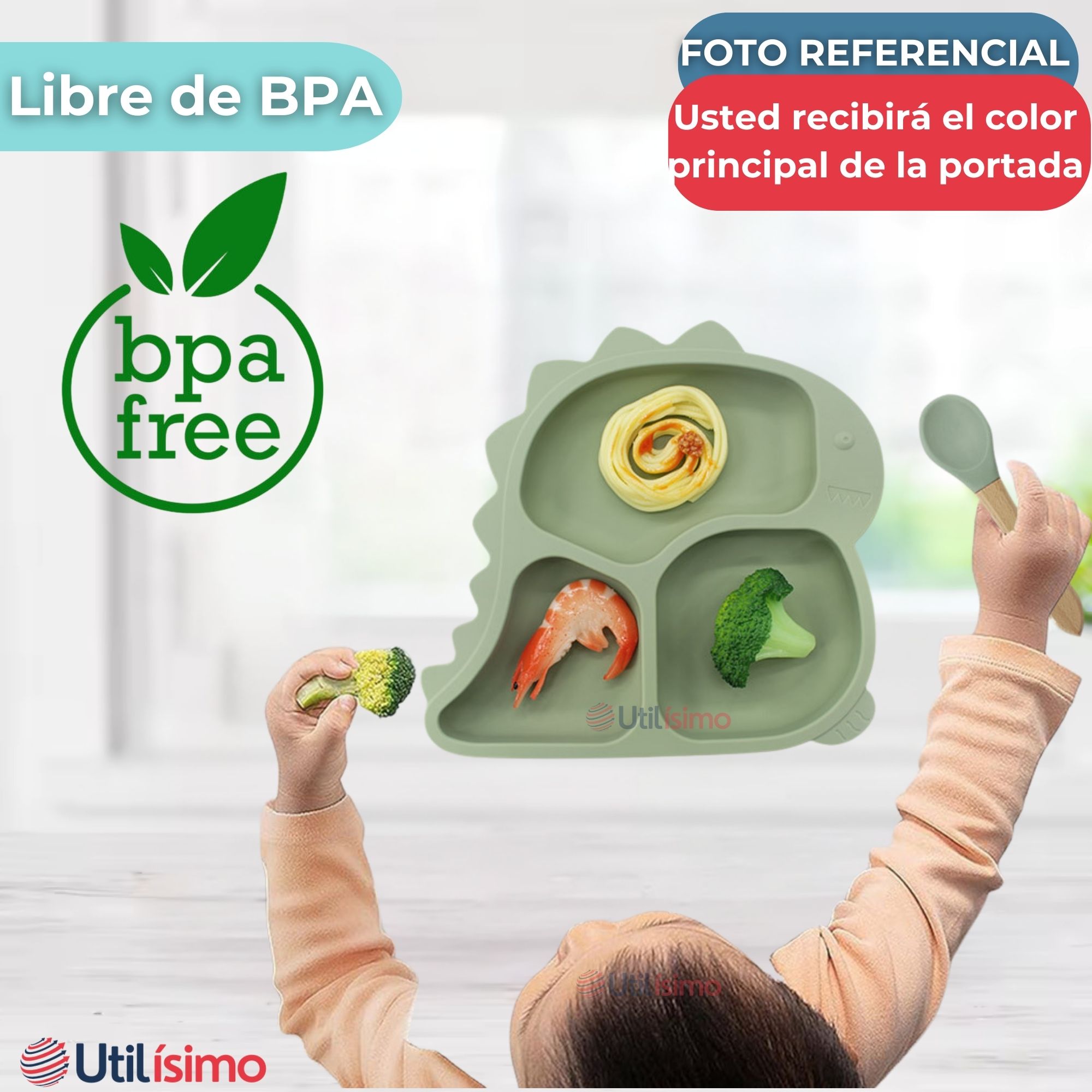 SET DE ALIMENTACIÓN BEBÉ SILICONA DE FORMAS 6 PIEZAS LIBRE BPA CELESTE - 5
