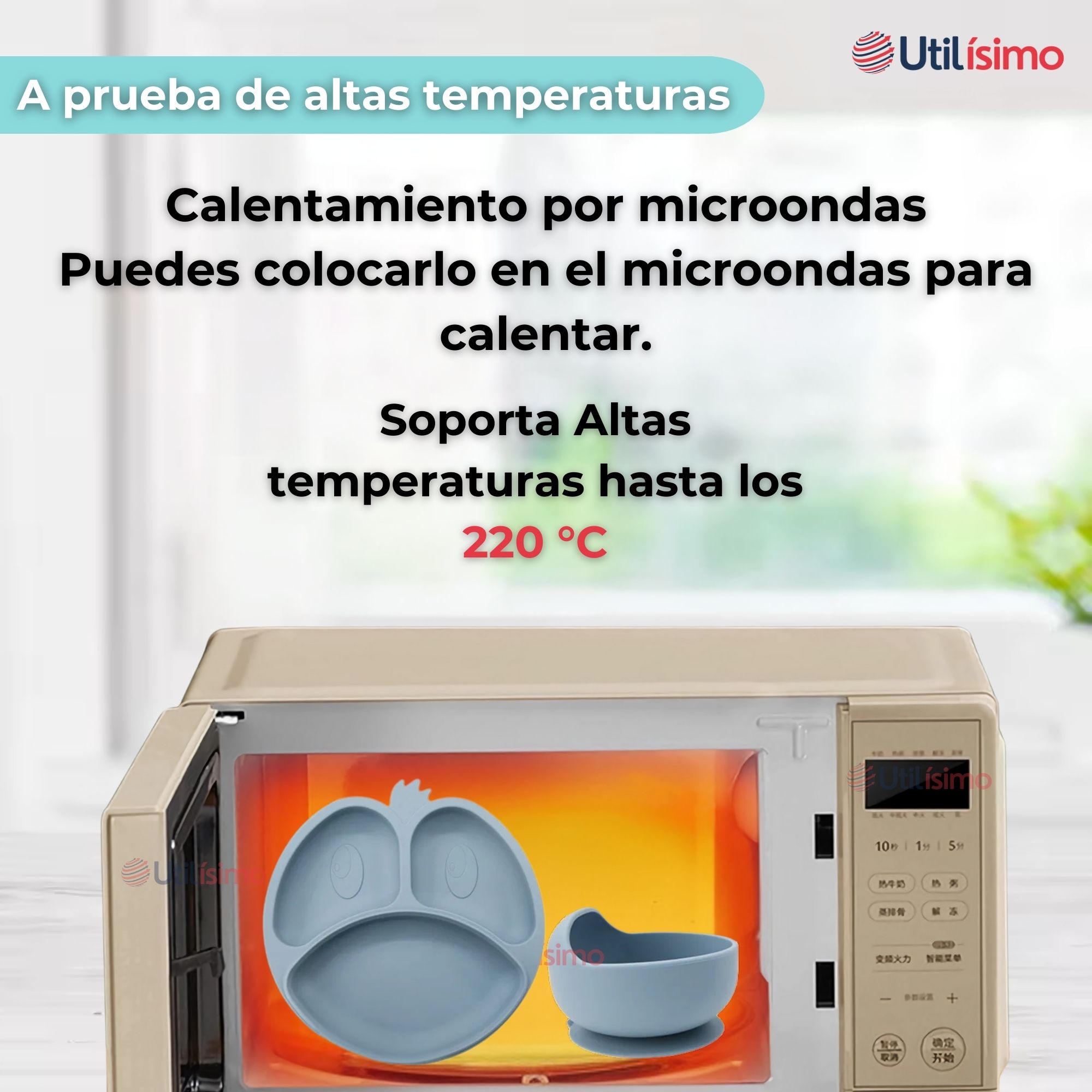 SET DE ALIMENTACIÓN BEBÉ SILICONA DE FORMAS 6 PIEZAS LIBRE BPA CELESTE - 6