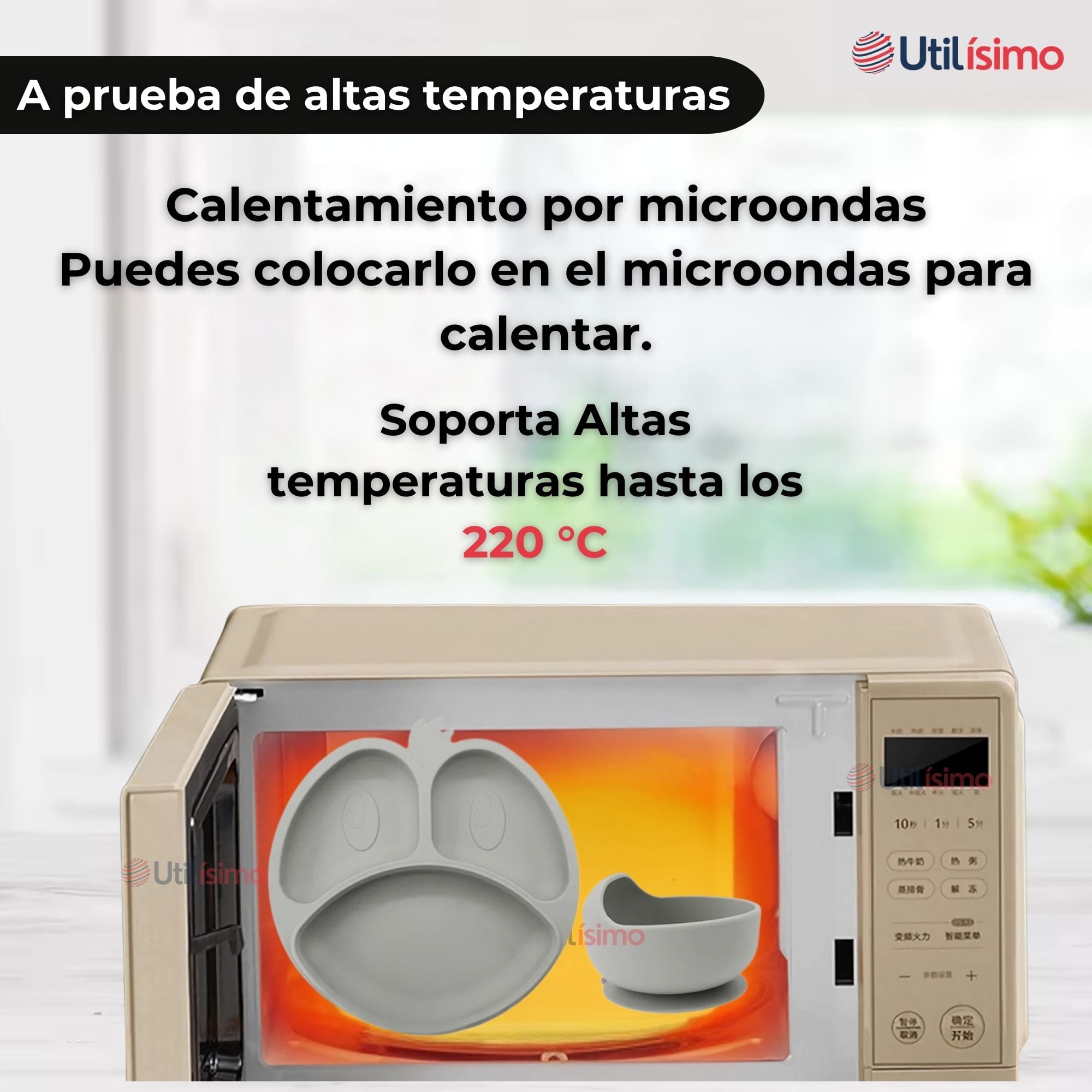 SET DE ALIMENTACIÓN BEBÉ SILICONA DE FORMAS 6 PIEZAS LIBRE BPA GRIS - 6