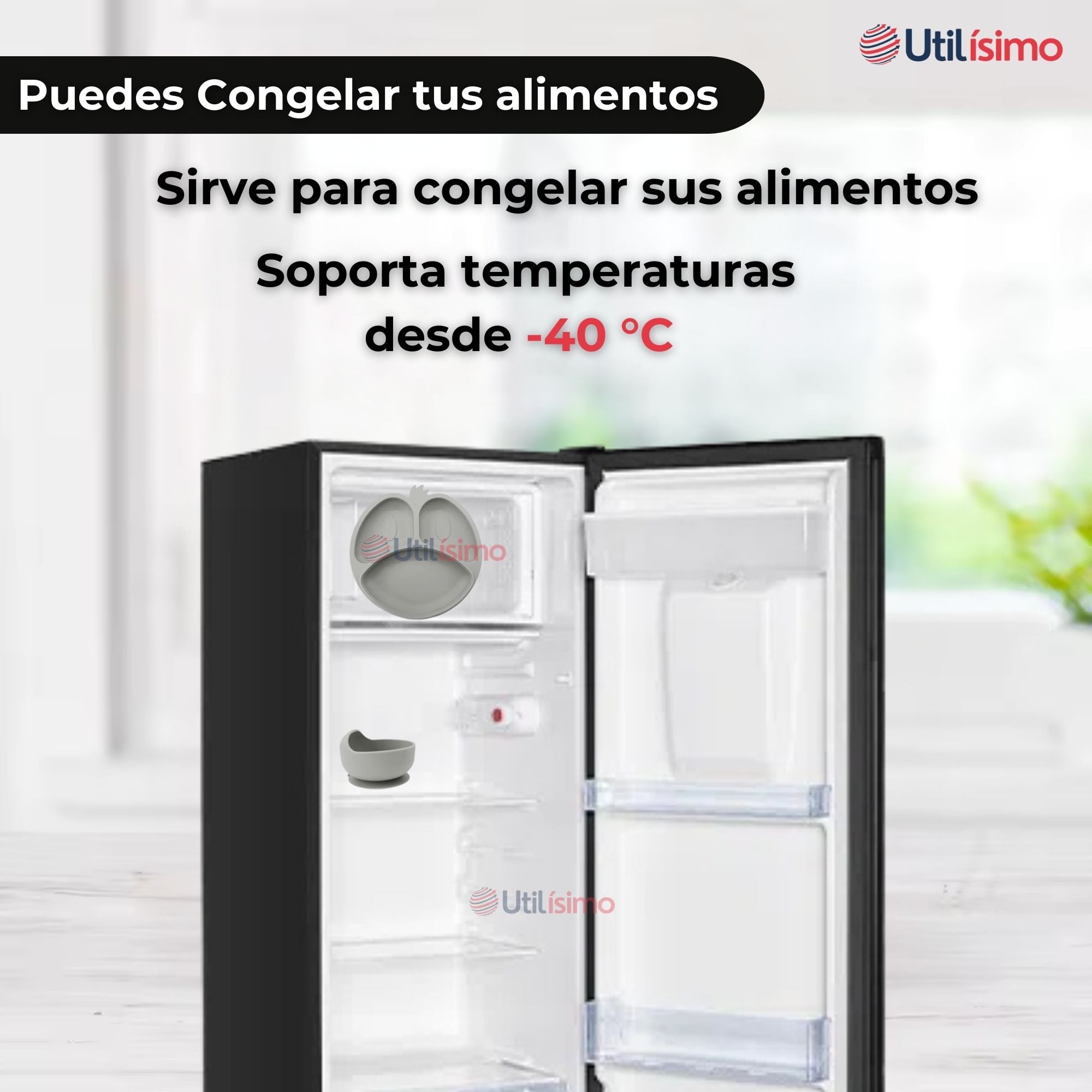 SET DE ALIMENTACIÓN BEBÉ SILICONA DE FORMAS 6 PIEZAS LIBRE BPA GRIS - 7