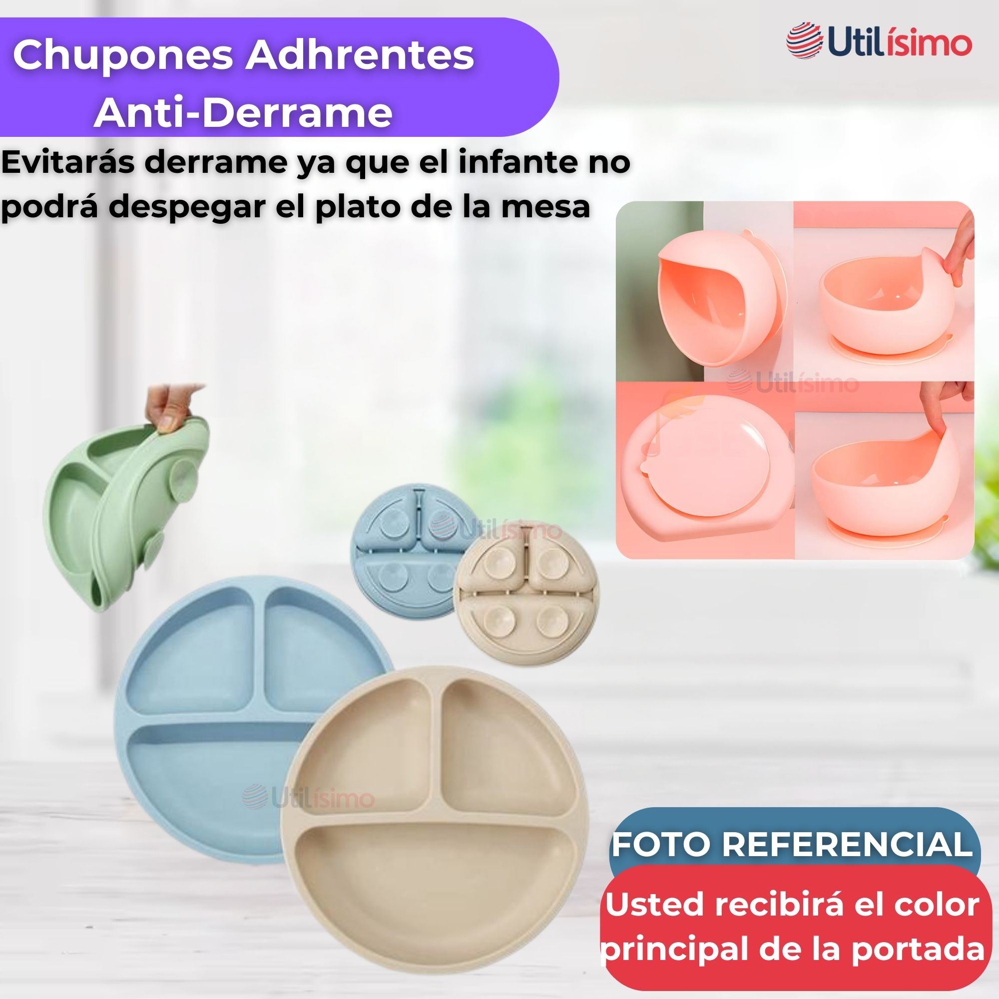 SET DE ALIMENTACIÓN BEBÉ SILICONA DE FORMAS 6 PIEZAS LIBRE BPA LILA - 2