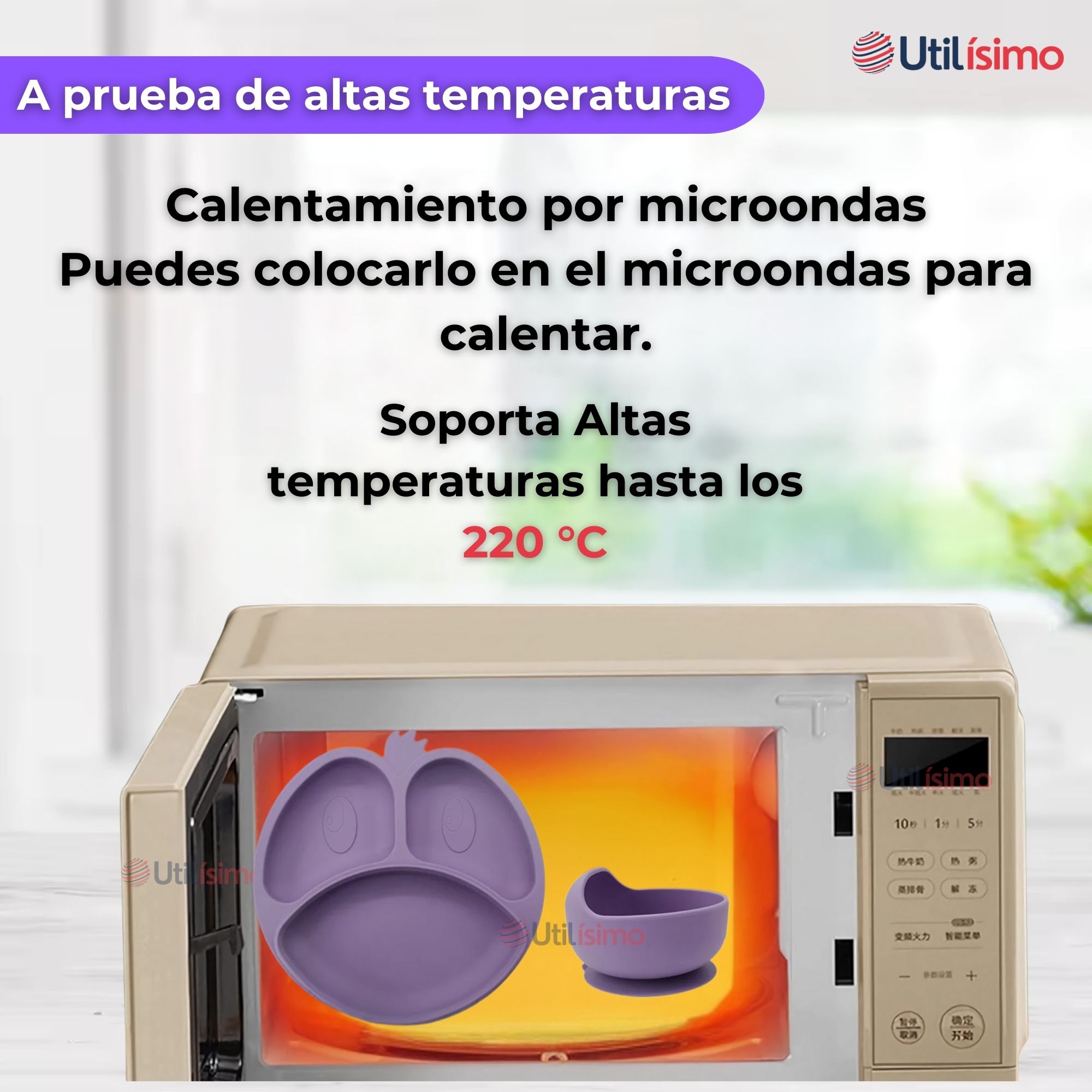 SET DE ALIMENTACIÓN BEBÉ SILICONA DE FORMAS 6 PIEZAS LIBRE BPA LILA - 6