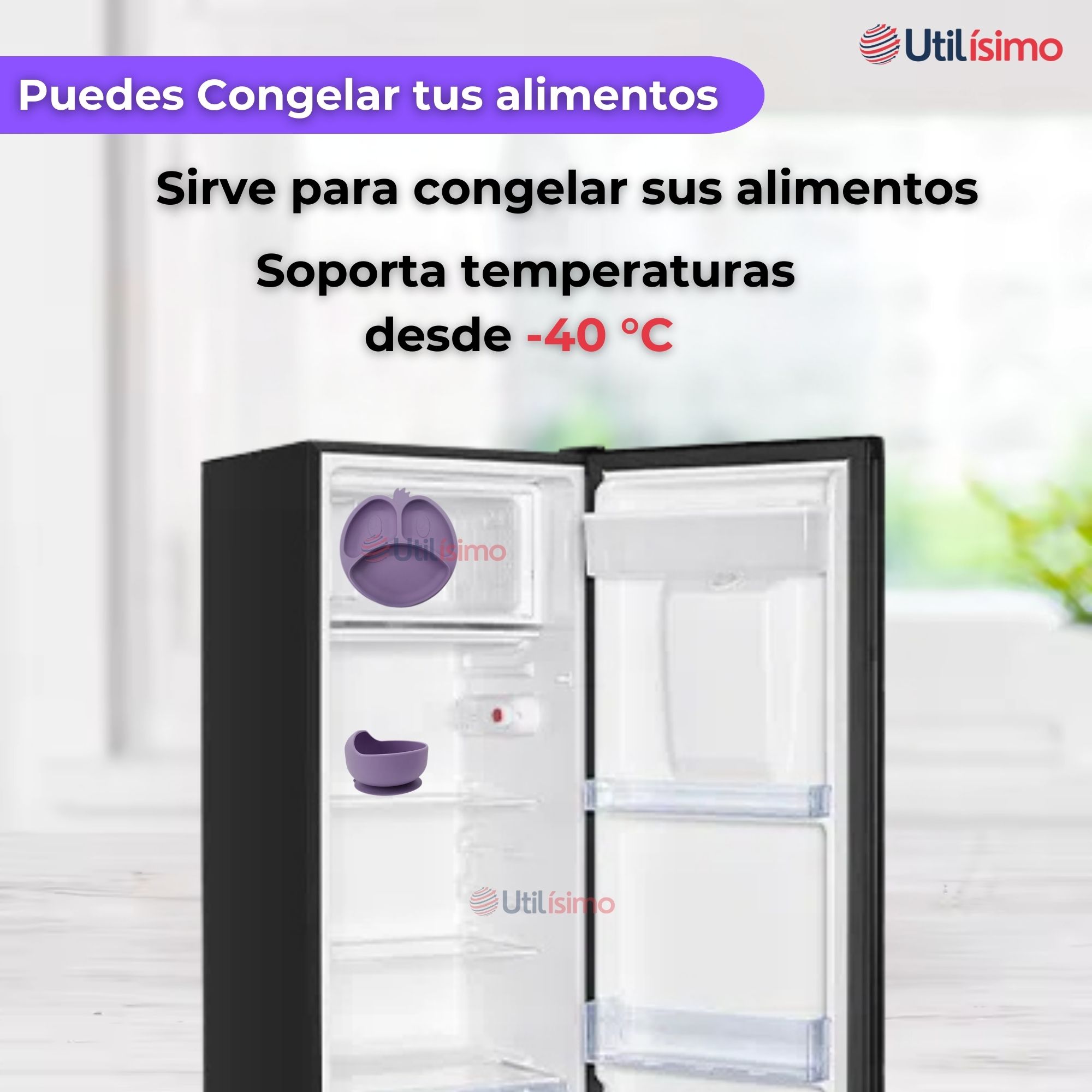 SET DE ALIMENTACIÓN BEBÉ SILICONA DE FORMAS 6 PIEZAS LIBRE BPA LILA - 7