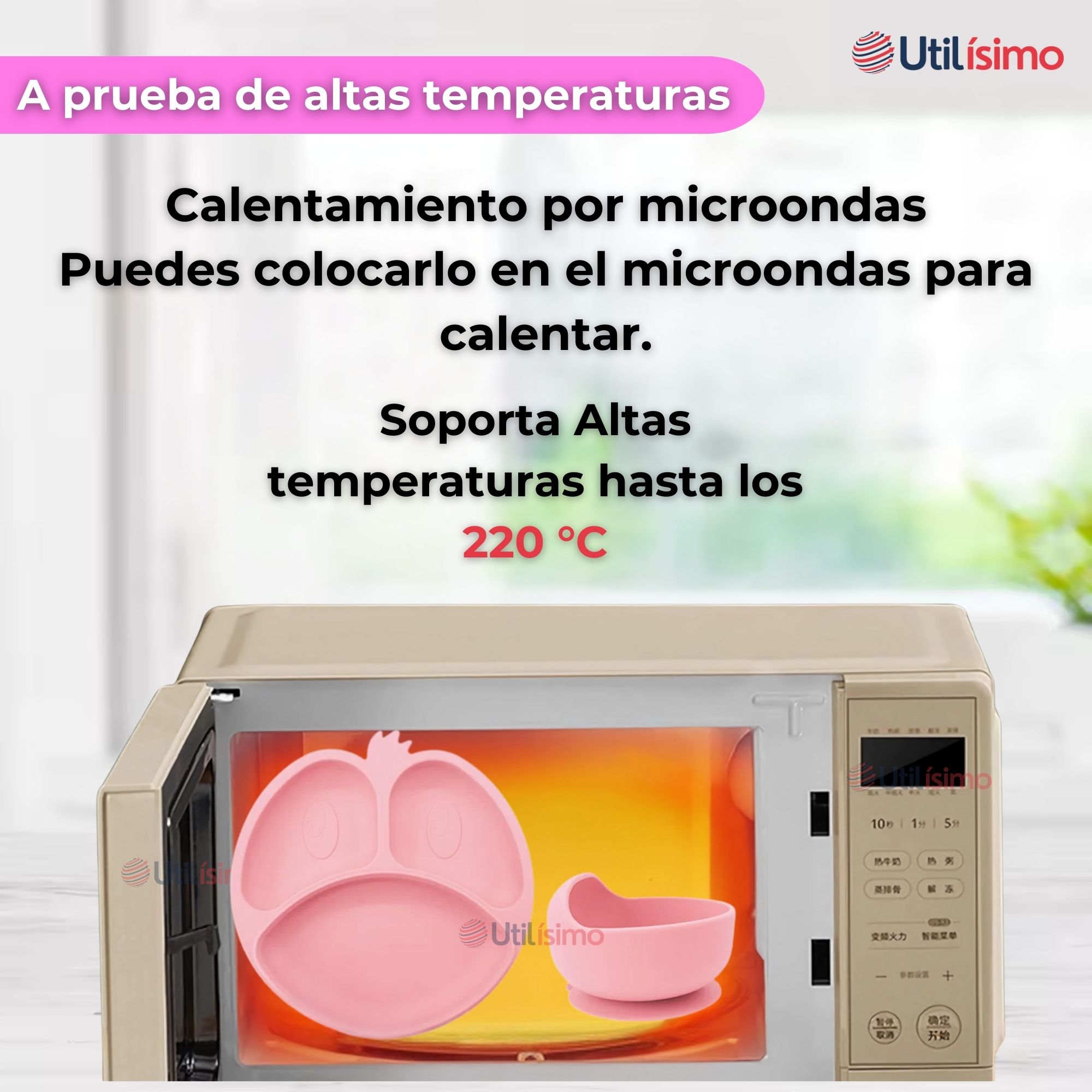 SET DE ALIMENTACIÓN BEBÉ SILICONA DE FORMAS 6 PIEZAS LIBRE BPA ROSA CLARO - 6
