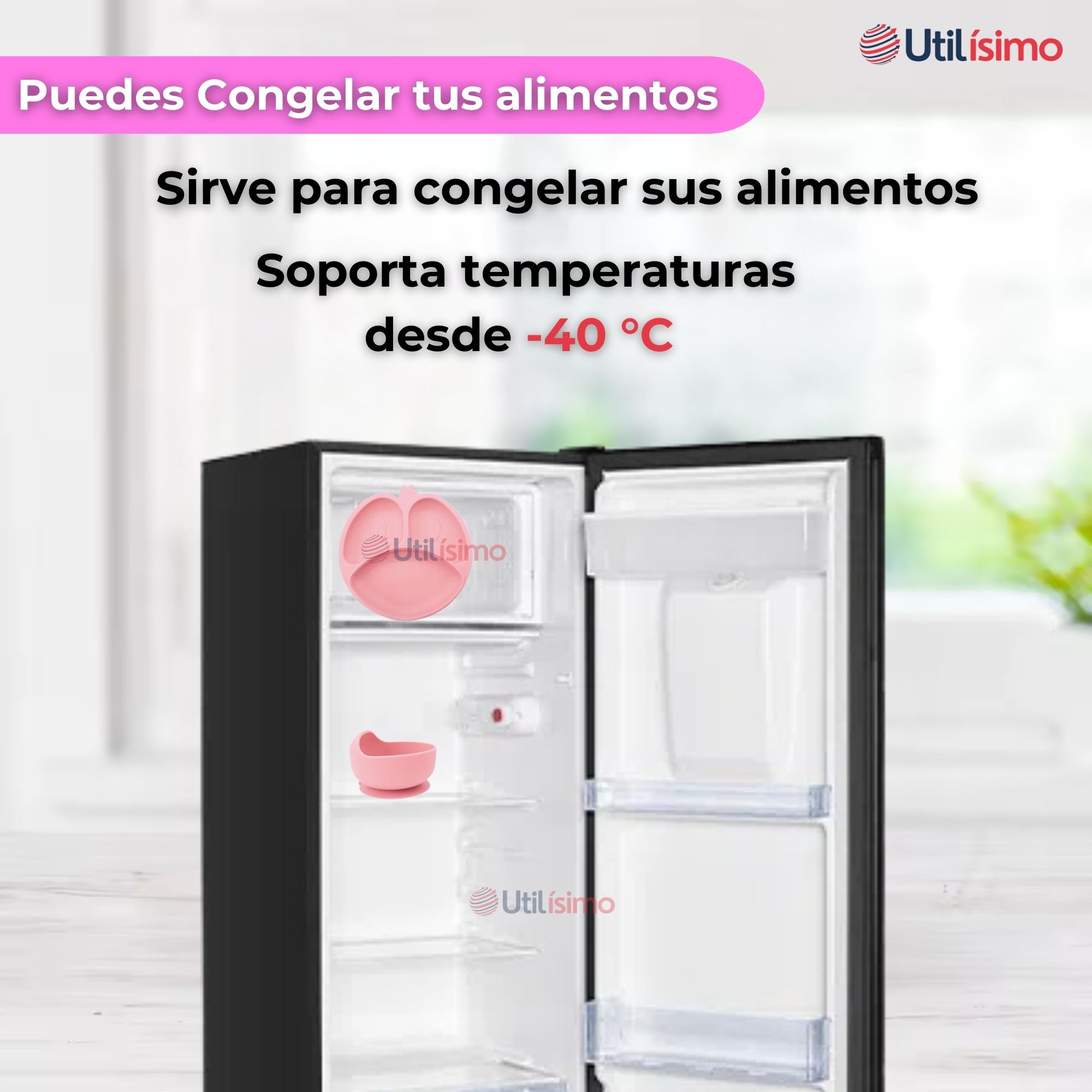 SET DE ALIMENTACIÓN BEBÉ SILICONA DE FORMAS 6 PIEZAS LIBRE BPA ROSA CLARO - 7