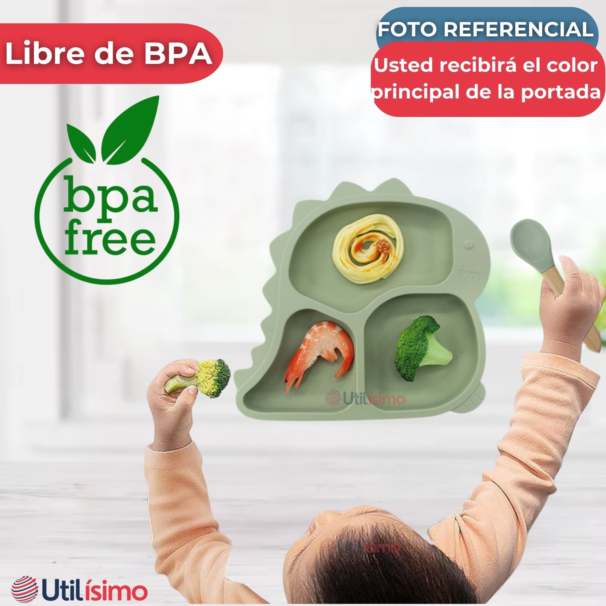 SET DE ALIMENTACIÓN BEBÉ SILICONA DE FORMAS 6 PIEZAS LIBRE BPA ROSA OSCURO - 5