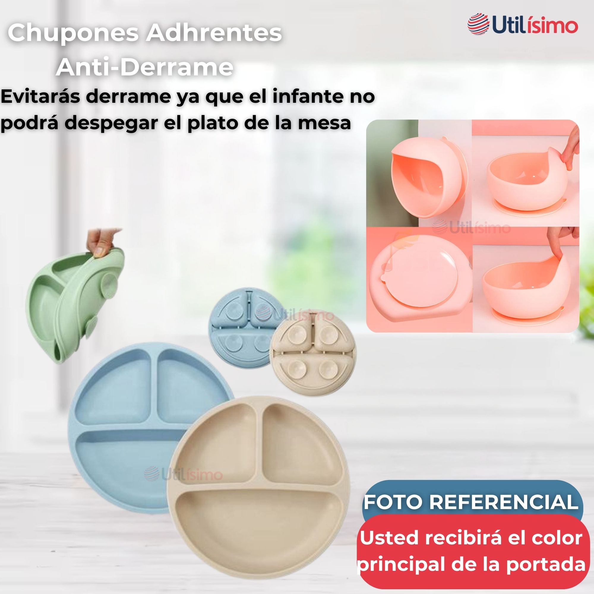 SET DE ALIMENTACIÓN BEBÉ SILICONA DE FORMAS 6 PIEZAS LIBRE BPA TURQUESA - 2