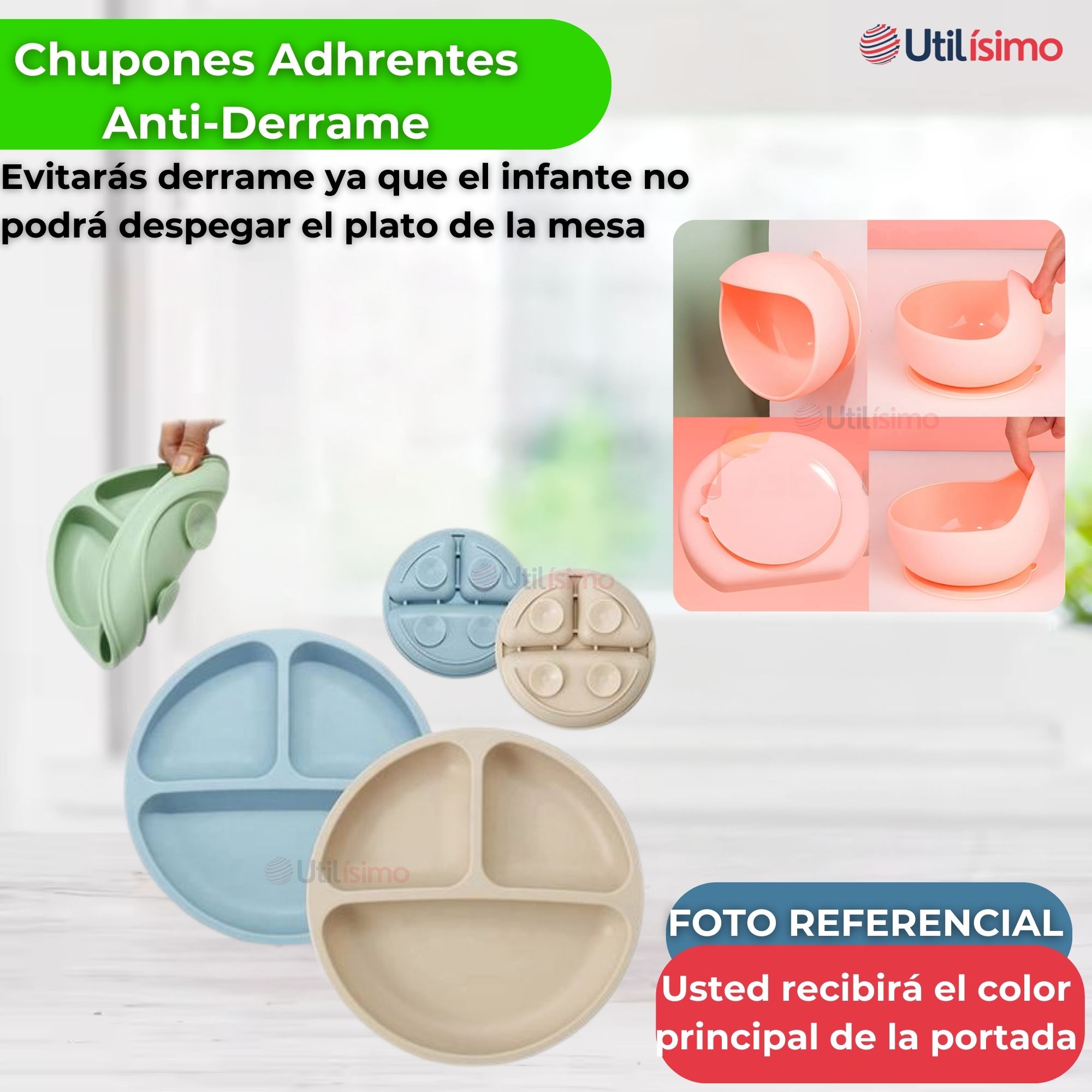 SET DE ALIMENTACIÓN BEBÉ SILICONA DE FORMAS 6 PIEZAS LIBRE BPA VERDE - 2