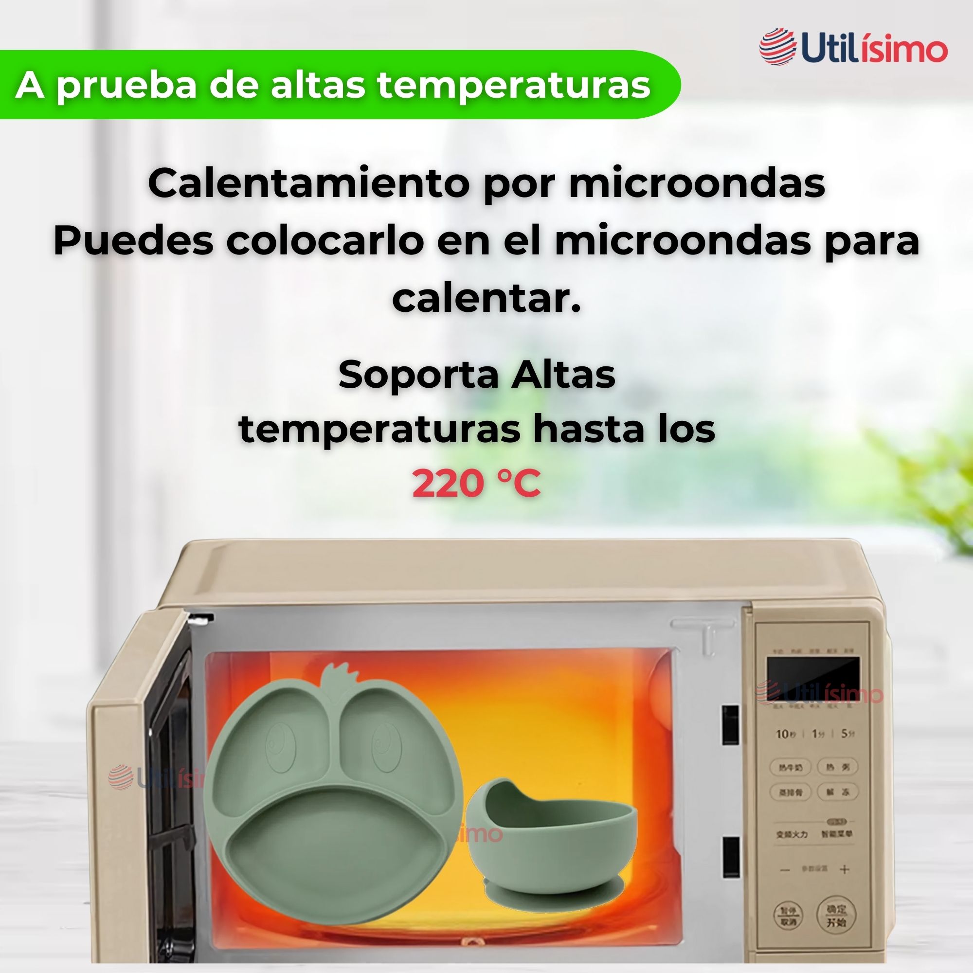 SET DE ALIMENTACIÓN BEBÉ SILICONA DE FORMAS 6 PIEZAS LIBRE BPA VERDE - 6