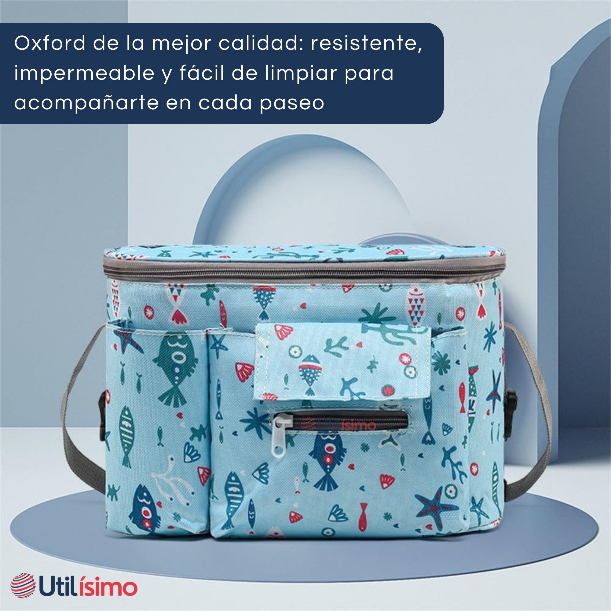 BOLSO MATERNAL MOCHILA PARA COCHE PAÑALERA BEBÉ MAMÁ AZUL - 6