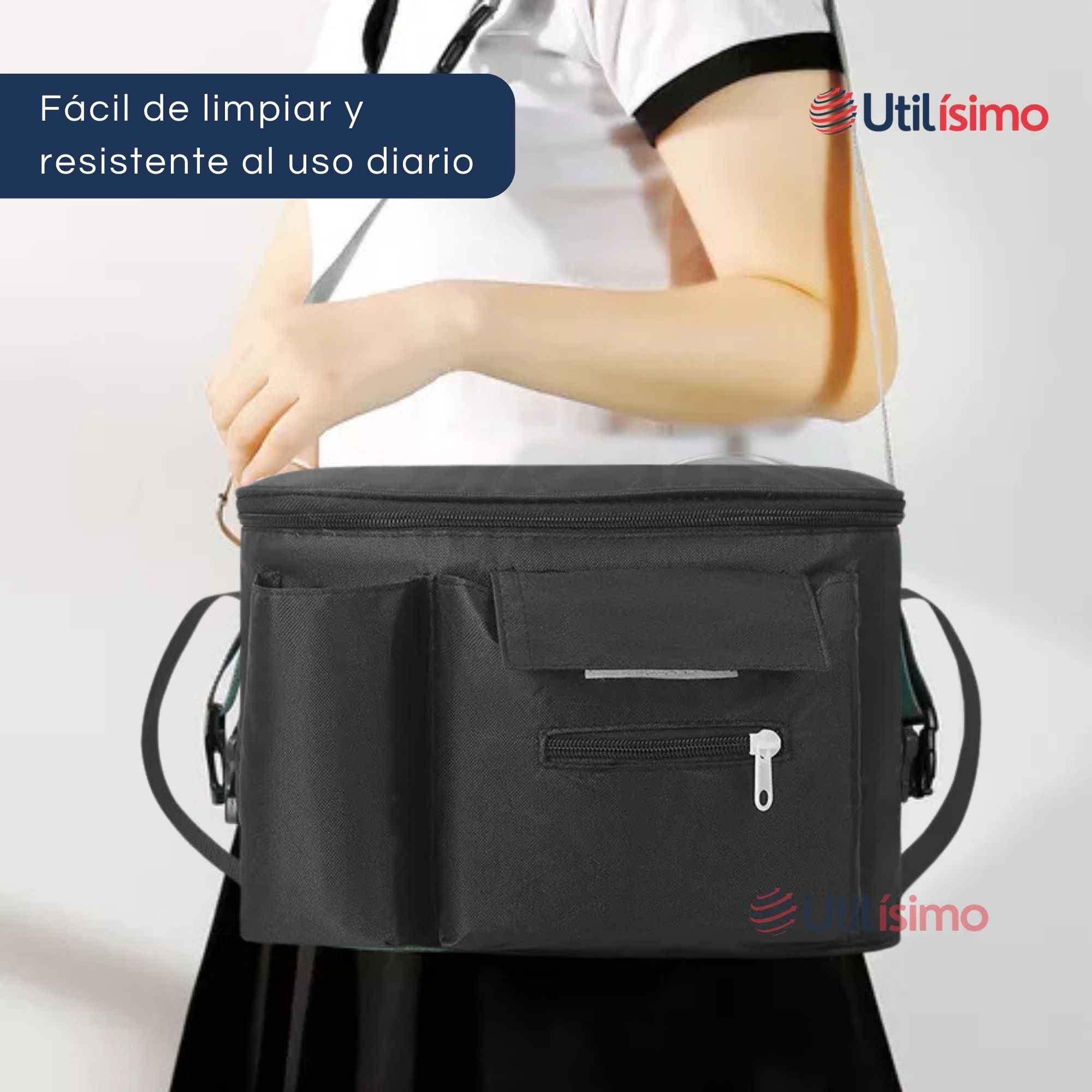 BOLSO MATERNAL MOCHILA PARA COCHE PAÑALERA BEBÉ MAMÁ NEGRO - 4