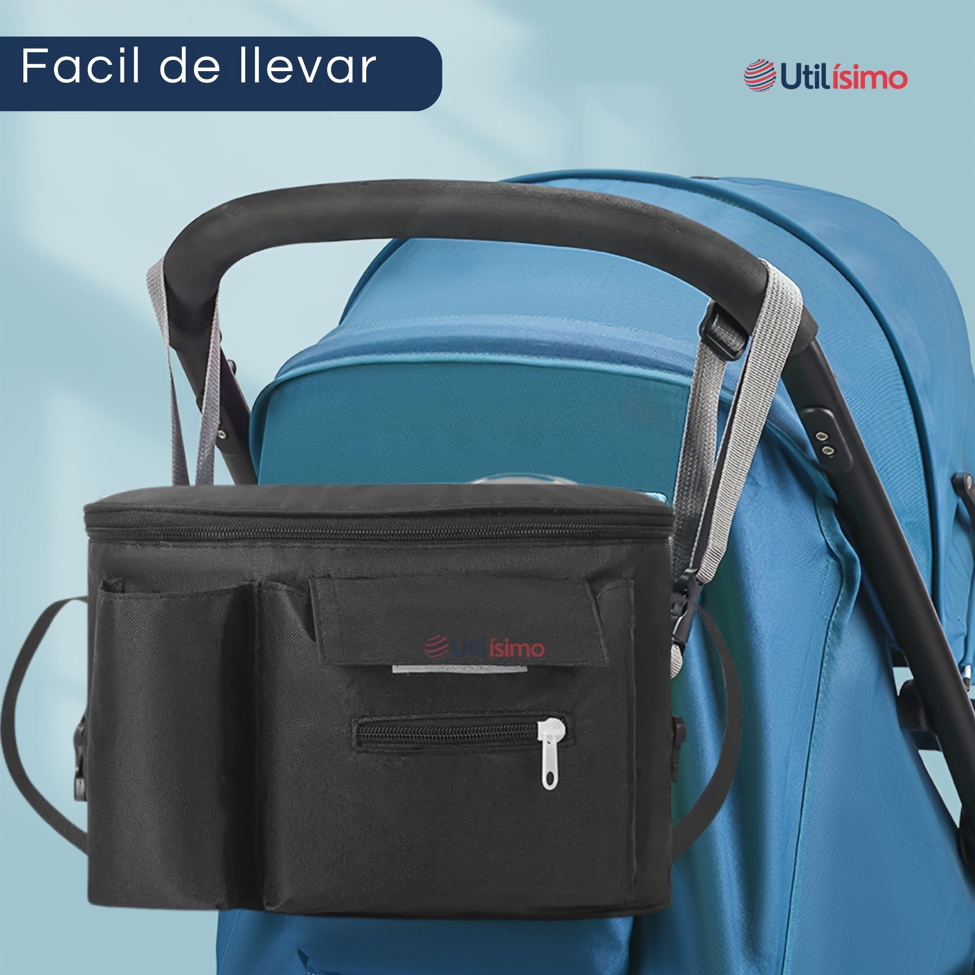 BOLSO MATERNAL MOCHILA PARA COCHE PAÑALERA BEBÉ MAMÁ NEGRO - 6