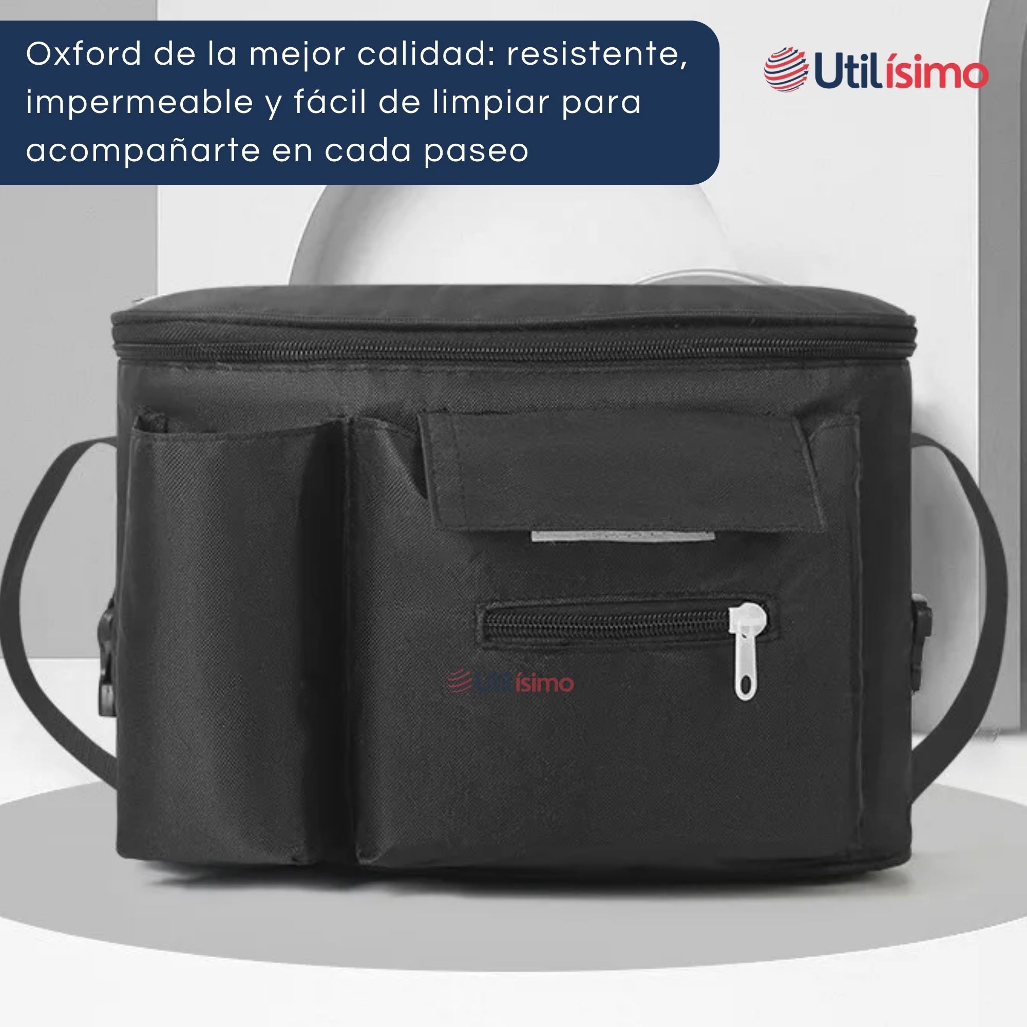 BOLSO MATERNAL MOCHILA PARA COCHE PAÑALERA BEBÉ MAMÁ NEGRO - 8