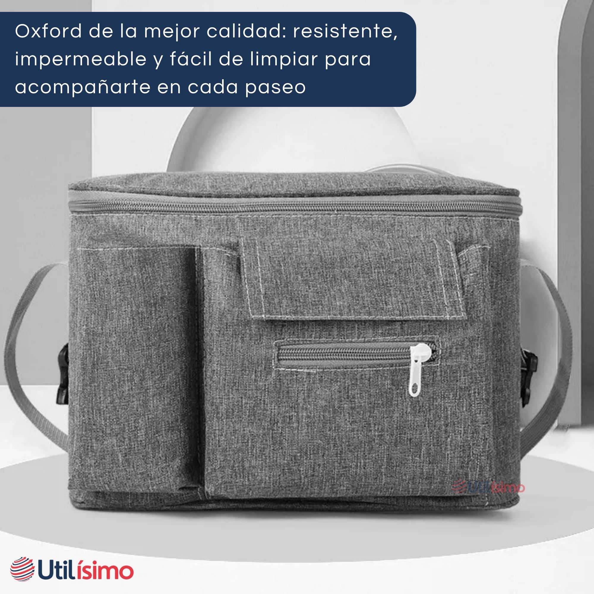 BOLSO MATERNAL MOCHILA PARA COCHE PAÑALERA BEBÉ MAMÁ GRIS - 6