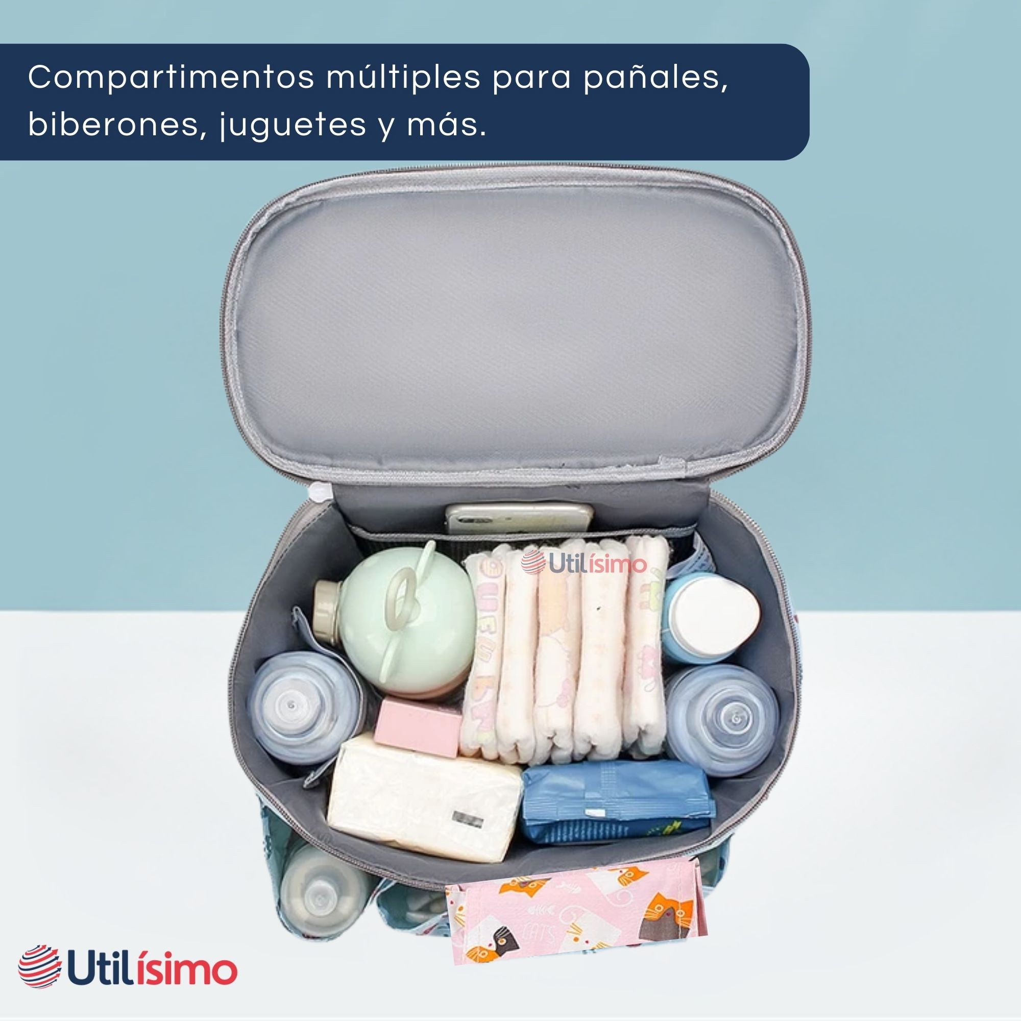 BOLSO MATERNAL MOCHILA PARA COCHE PAÑALERA BEBÉ MAMÁ ROSA - 4