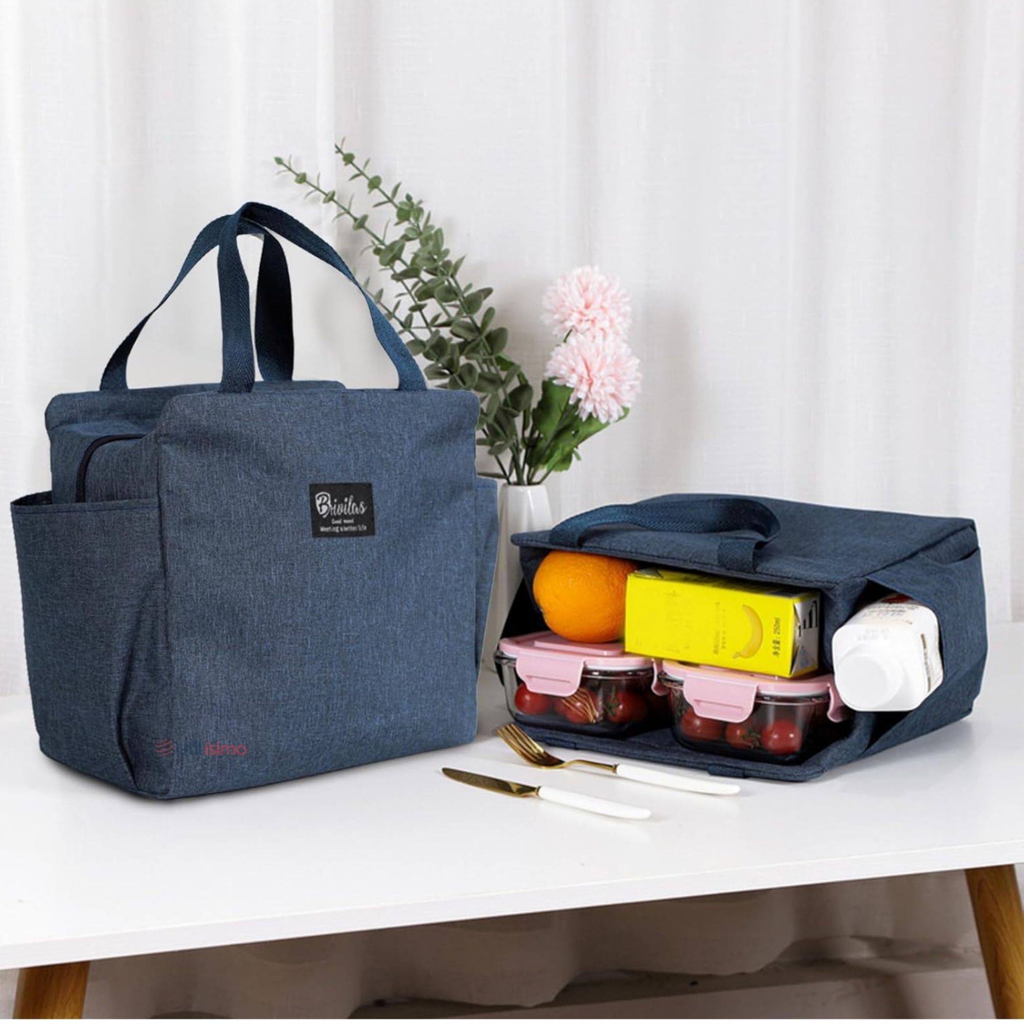 LONCHERA TÉRMICA PORTÁTIL TELA OXFORD DE GRAN CAPACIDAD CON AISLAMIENTO DARK BLUE - 1