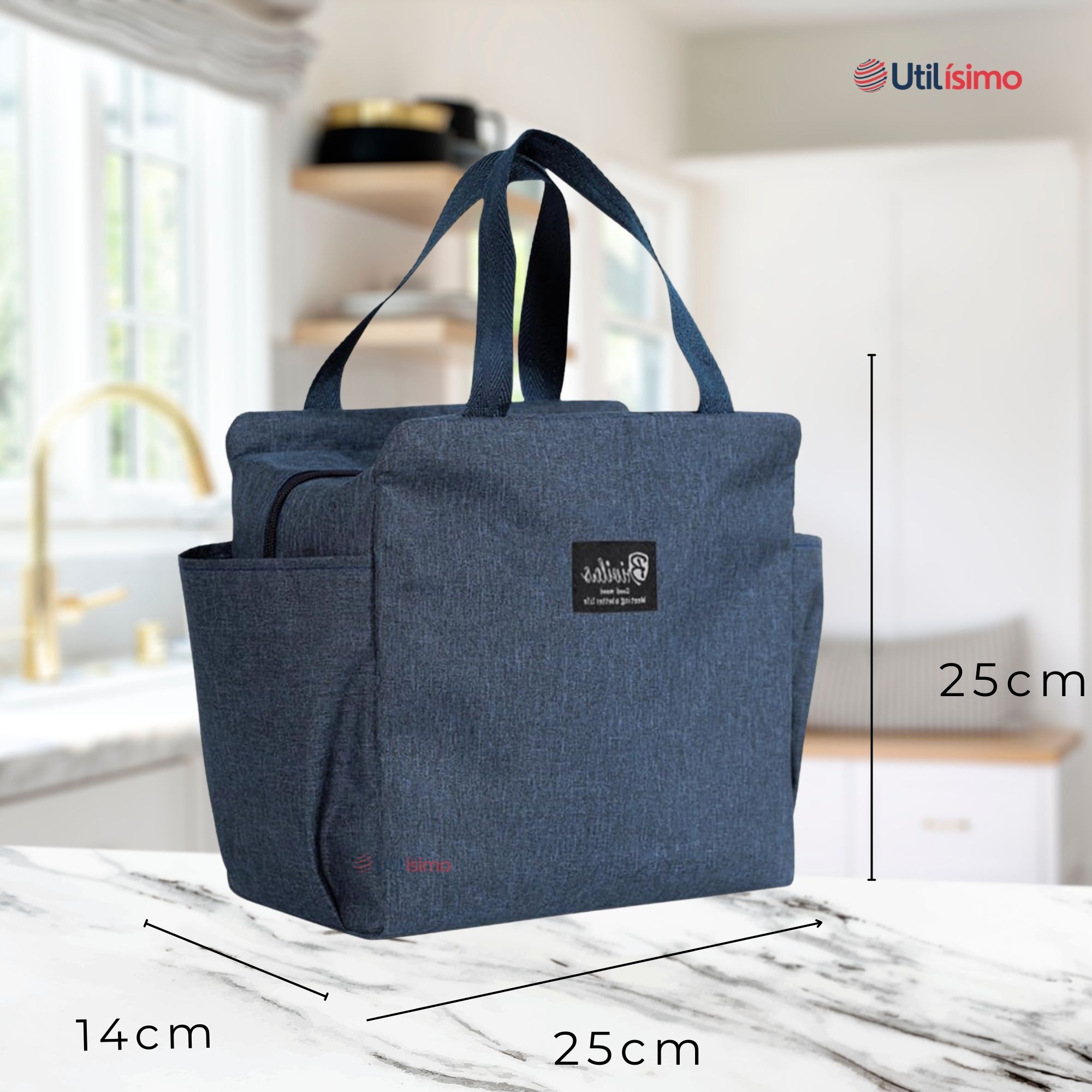 LONCHERA TÉRMICA PORTÁTIL TELA OXFORD DE GRAN CAPACIDAD CON AISLAMIENTO DARK BLUE - 3