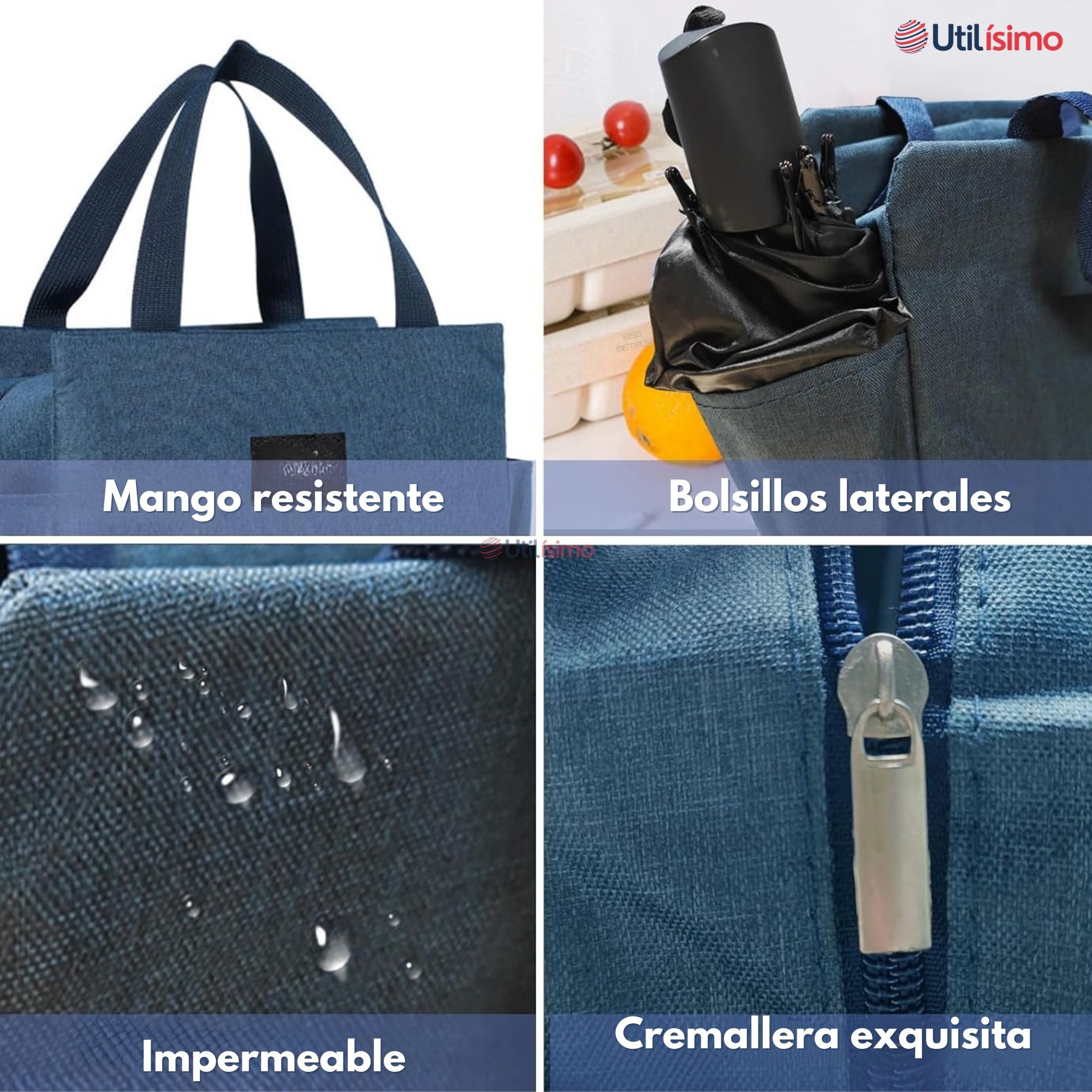 LONCHERA TÉRMICA PORTÁTIL TELA OXFORD DE GRAN CAPACIDAD CON AISLAMIENTO DARK BLUE - 4