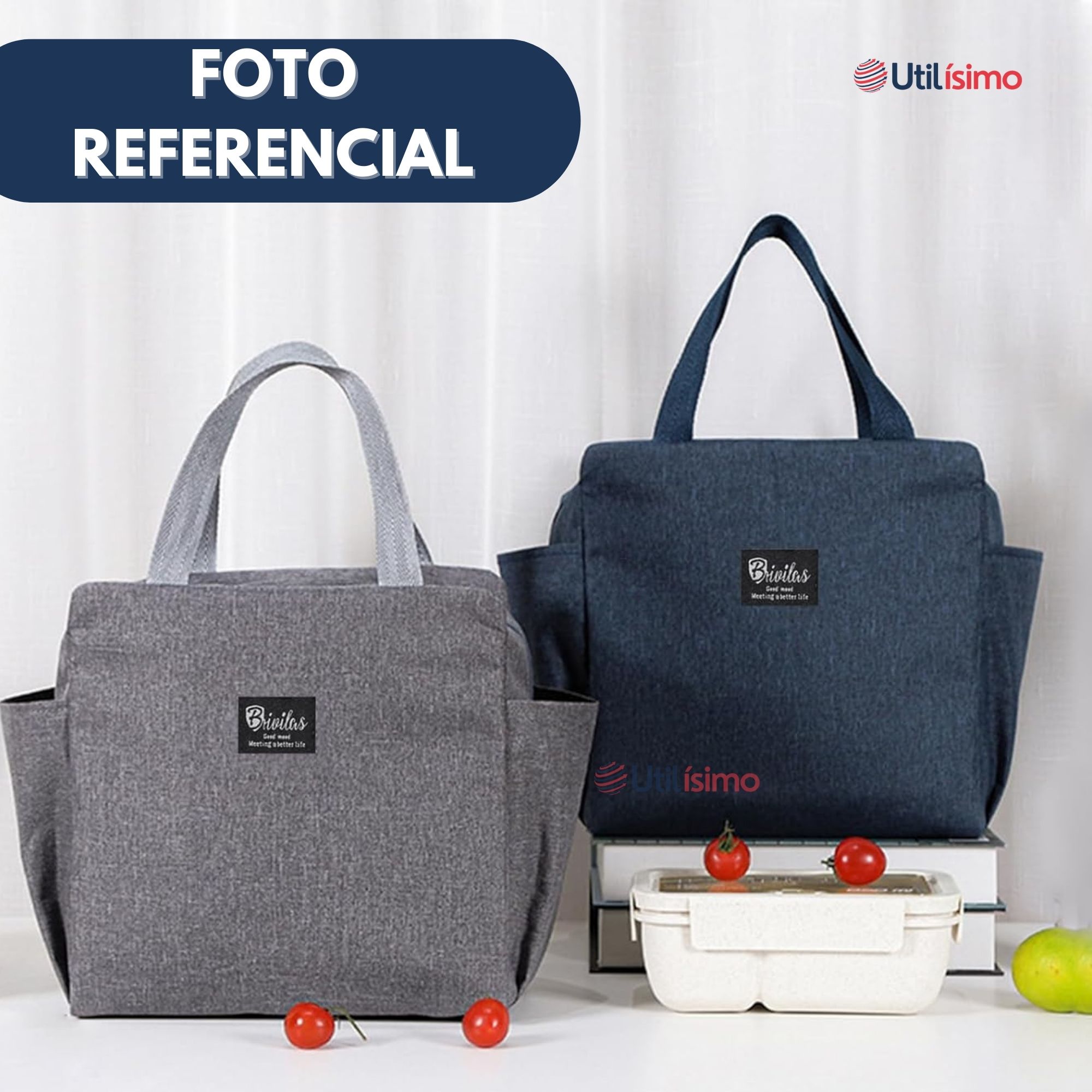 LONCHERA TÉRMICA PORTÁTIL TELA OXFORD DE GRAN CAPACIDAD CON AISLAMIENTO DARK BLUE - 7