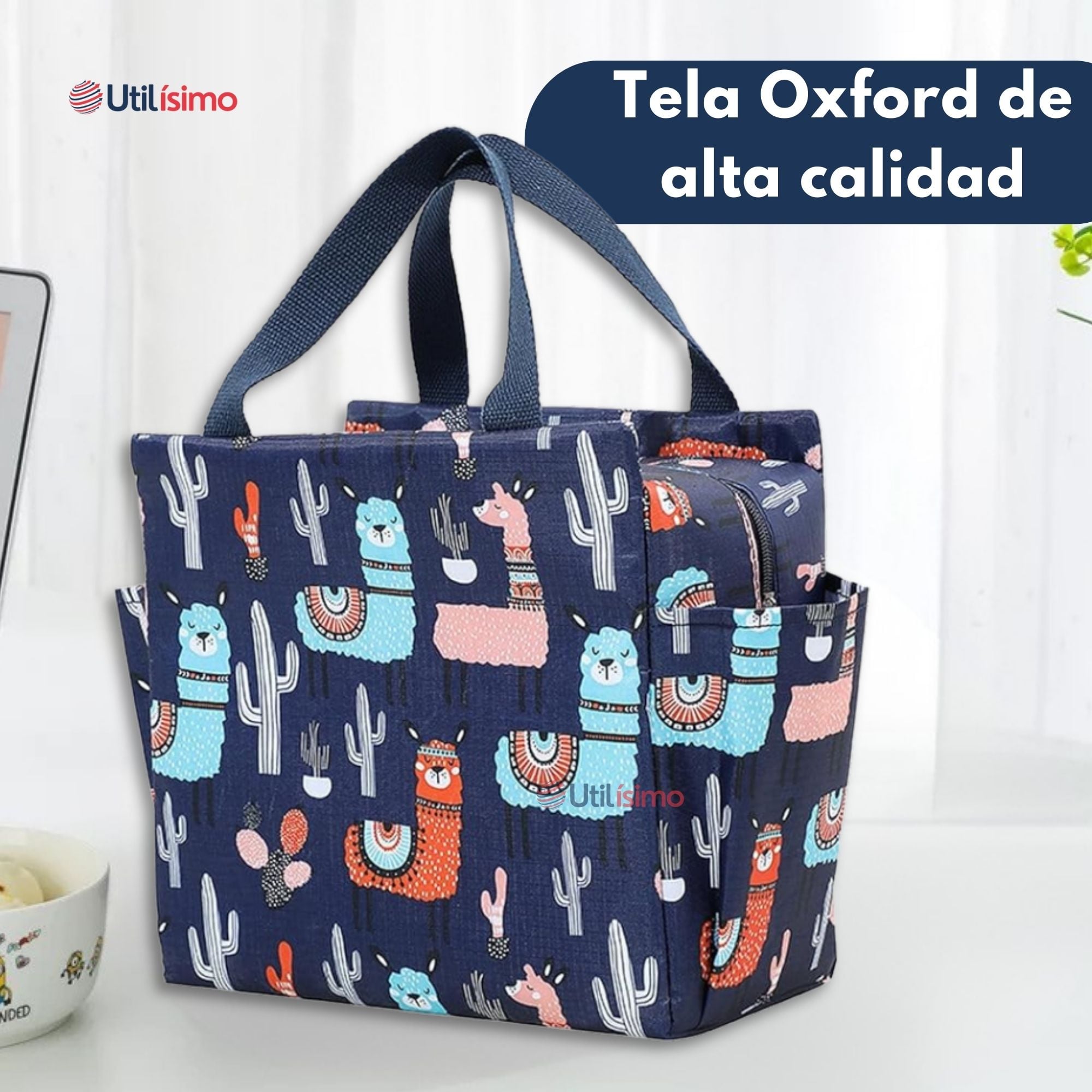 LONCHERA TÉRMICA PORTÁTIL ESTAMPADA IMPERMEABLE CON AISLAMIENTO DARK BLUE - 2