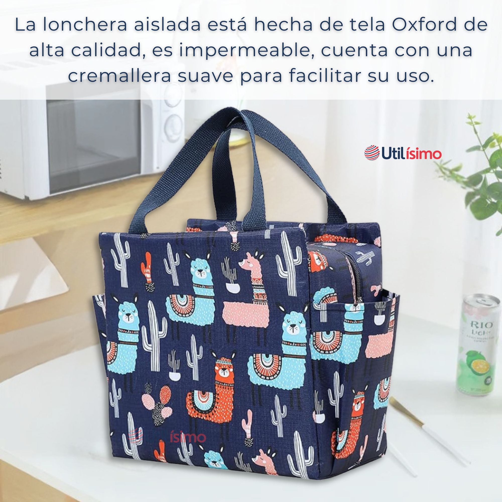LONCHERA TÉRMICA PORTÁTIL ESTAMPADA IMPERMEABLE CON AISLAMIENTO DARK BLUE - 6