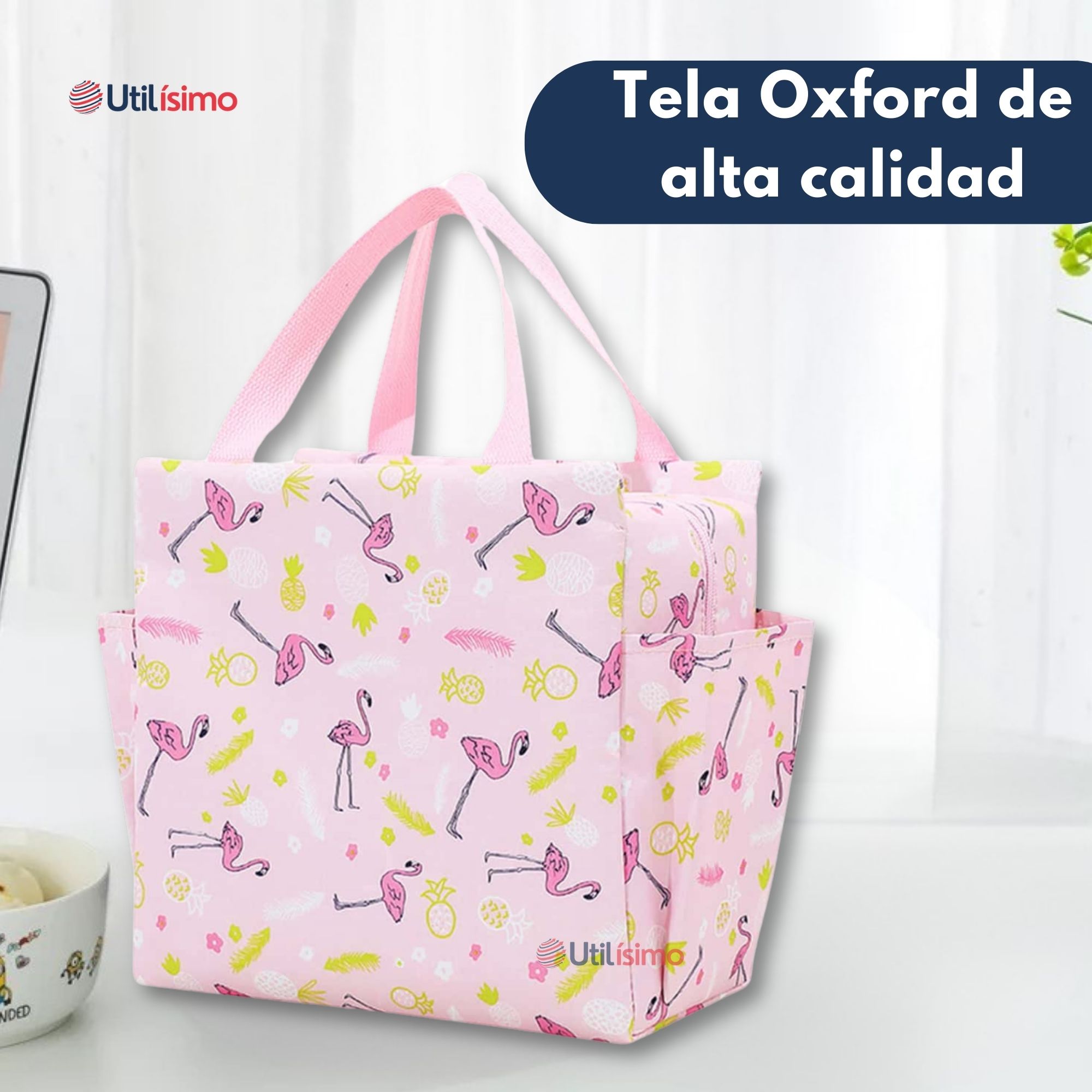 LONCHERA TÉRMICA PORTÁTIL ESTAMPADA IMPERMEABLE CON AISLAMIENTO PINK - 2