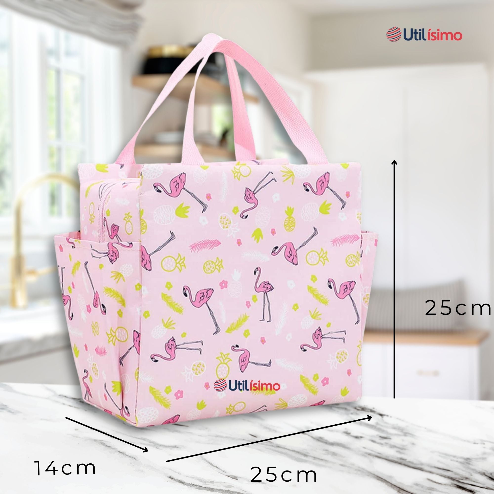 LONCHERA TÉRMICA PORTÁTIL ESTAMPADA IMPERMEABLE CON AISLAMIENTO PINK - 3