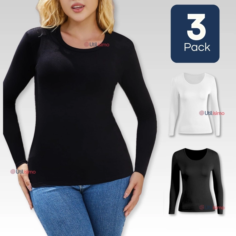 PACK 3 CAMISETAS MANGA LARGA BAMBÚ MUJER PRIMERA CAPA - 1