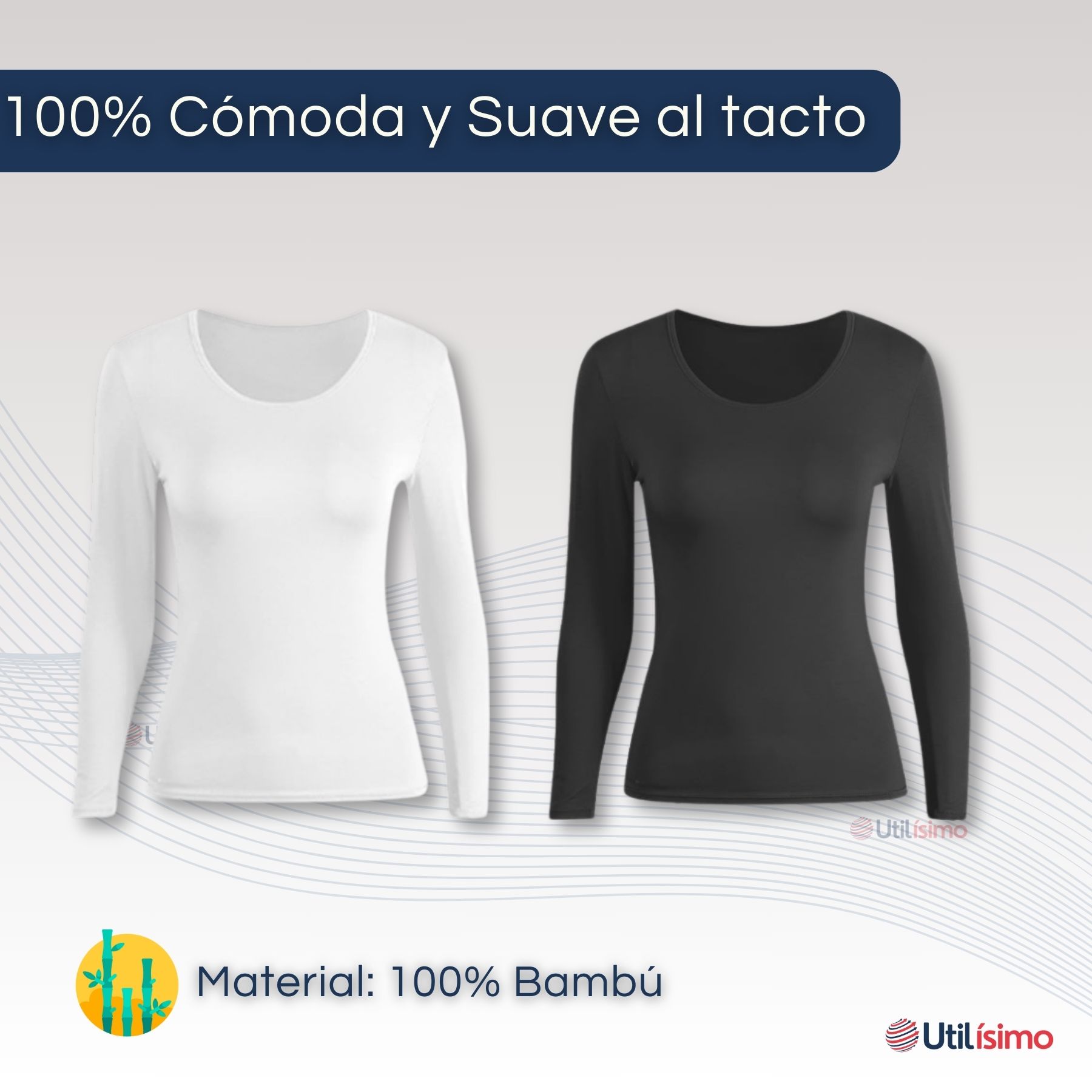 PACK 6 CAMISETAS MANGA LARGA BAMBÚ MUJER PRIMERA CAPA - 5