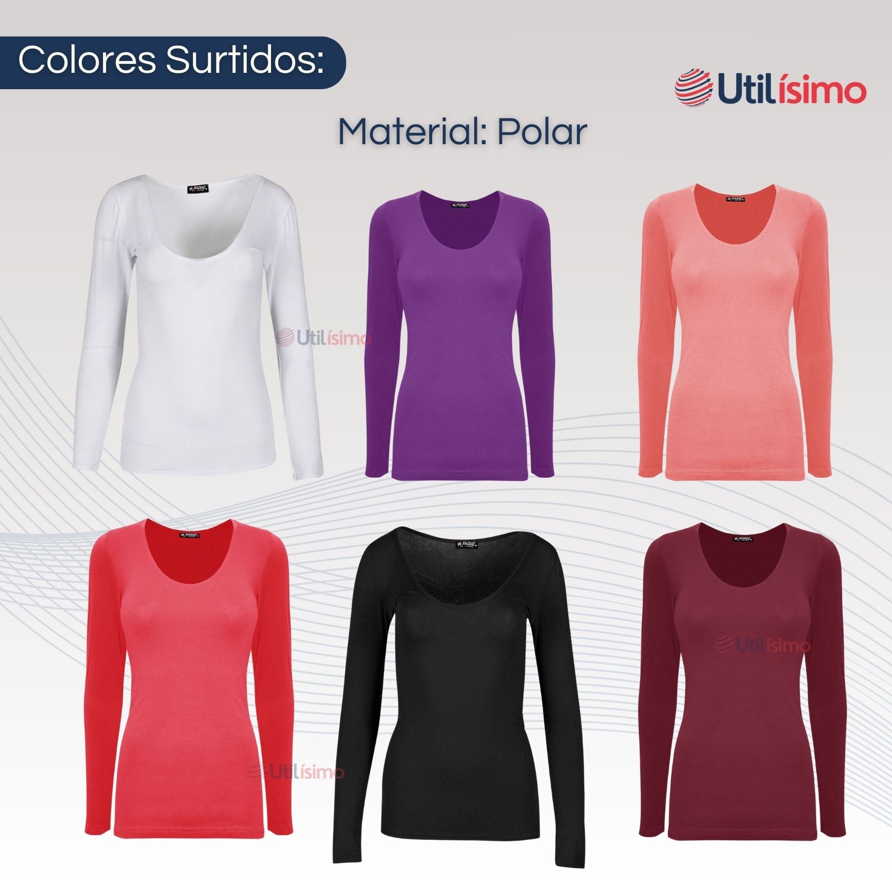 PACK 6 CAMISETA MANGA LARGA POLAR MUJER PRIMERA CAPA SURTIDO - 2