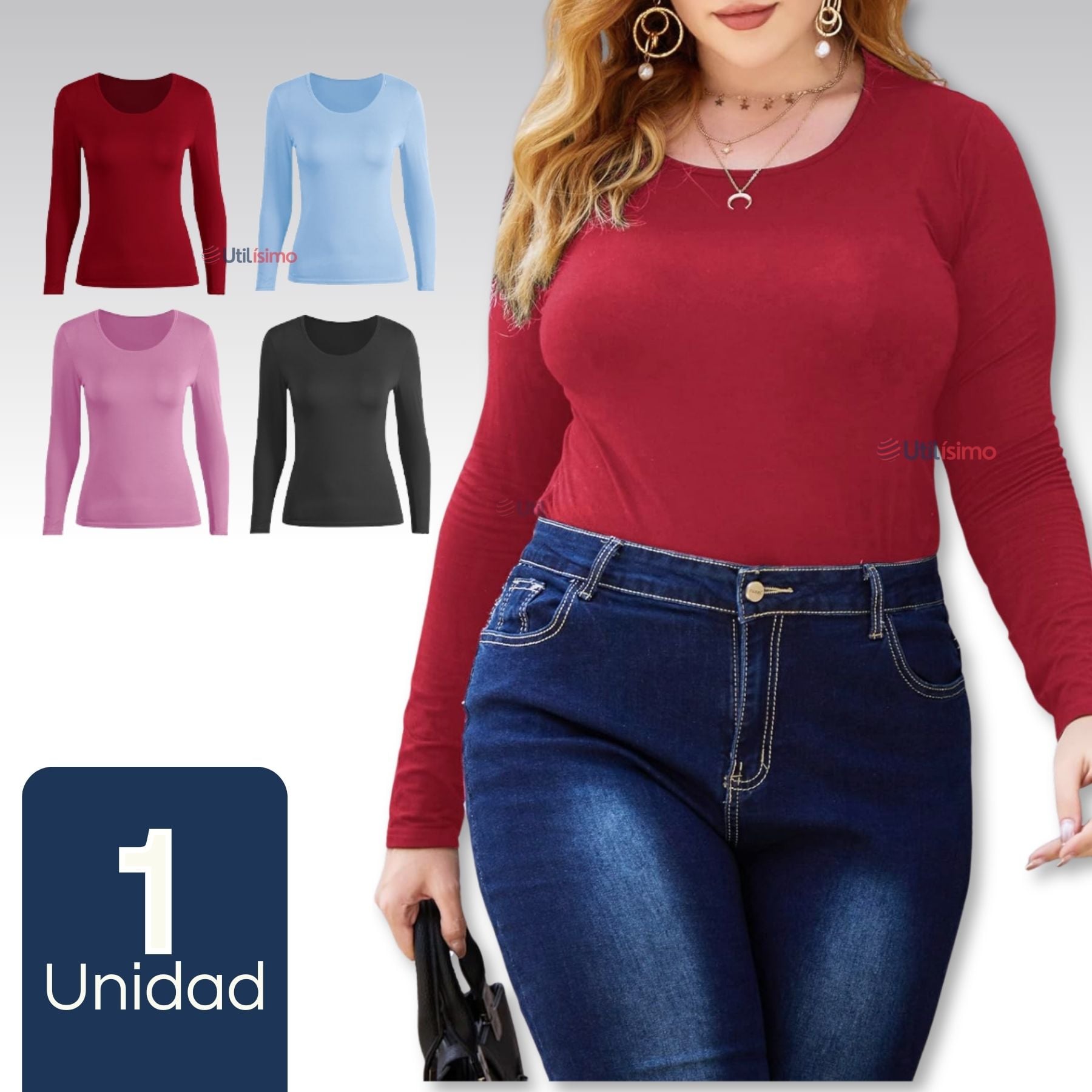 CAMISETA MUJER MANGA LARGA CUELLO REDONDO PRIMERA CAPA - 1