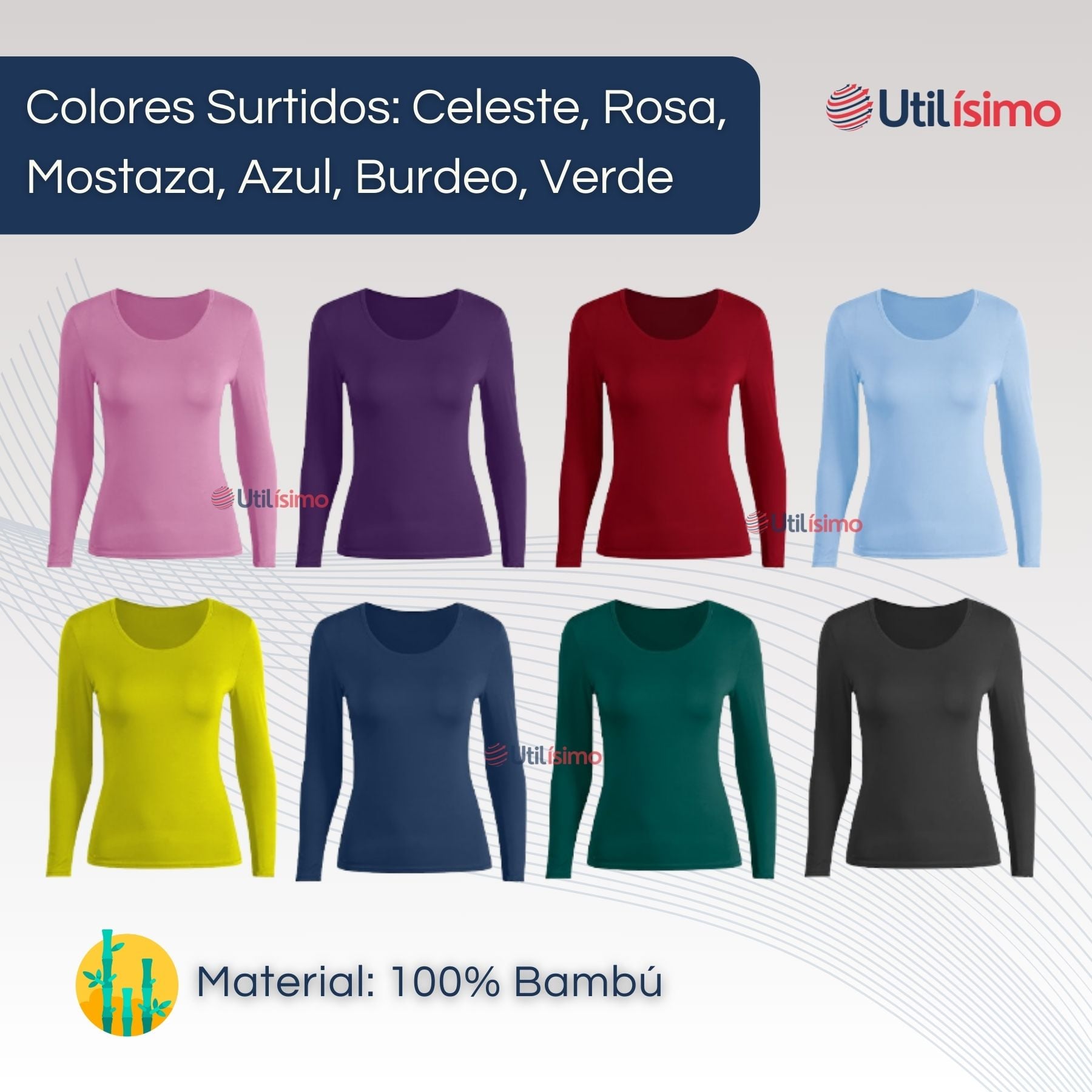 PACK 3 CAMISETA MUJER MANGA LARGA CUELLO RDONDO PRIMERA CAPA - 2