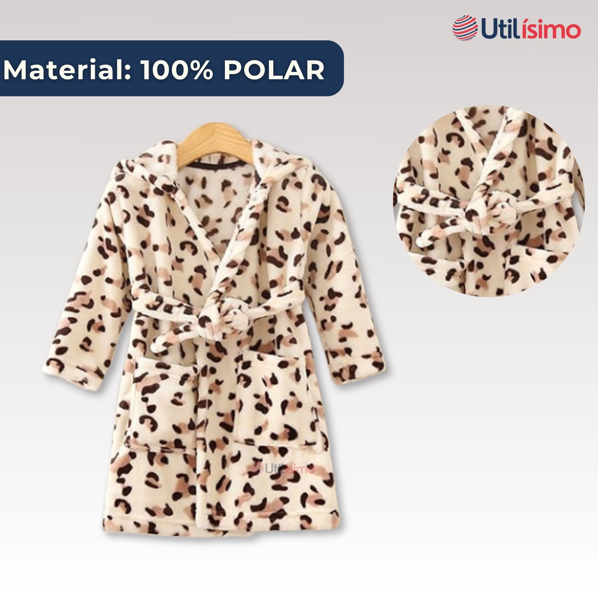 BATA DE BAÑO CON CAPUCHA Y BOLSILLOS NIÑO Y NIÑA POLAR - 2